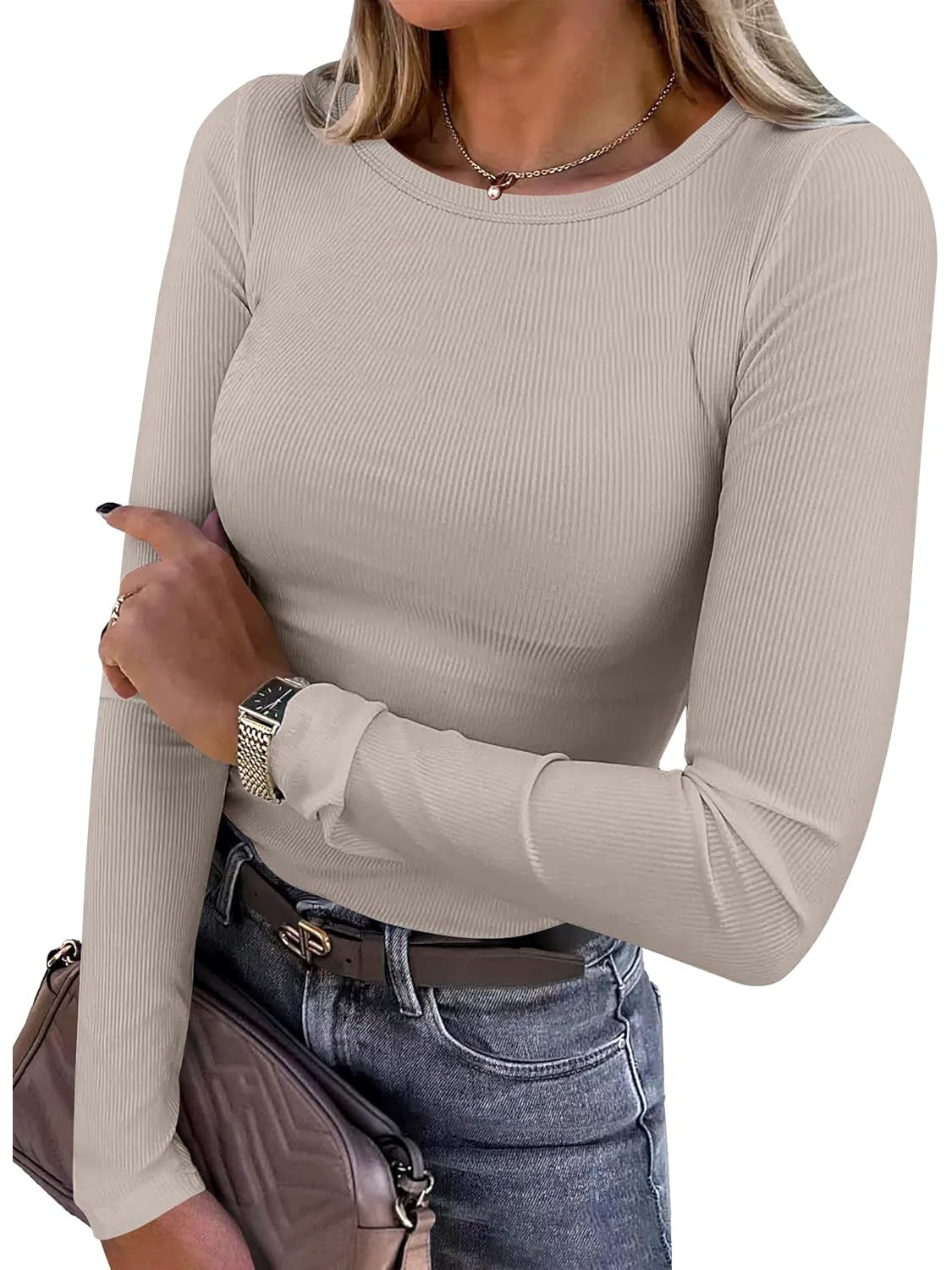 Ribbed Long Sleeve Slim Fit Top-My Comfy Blouse
