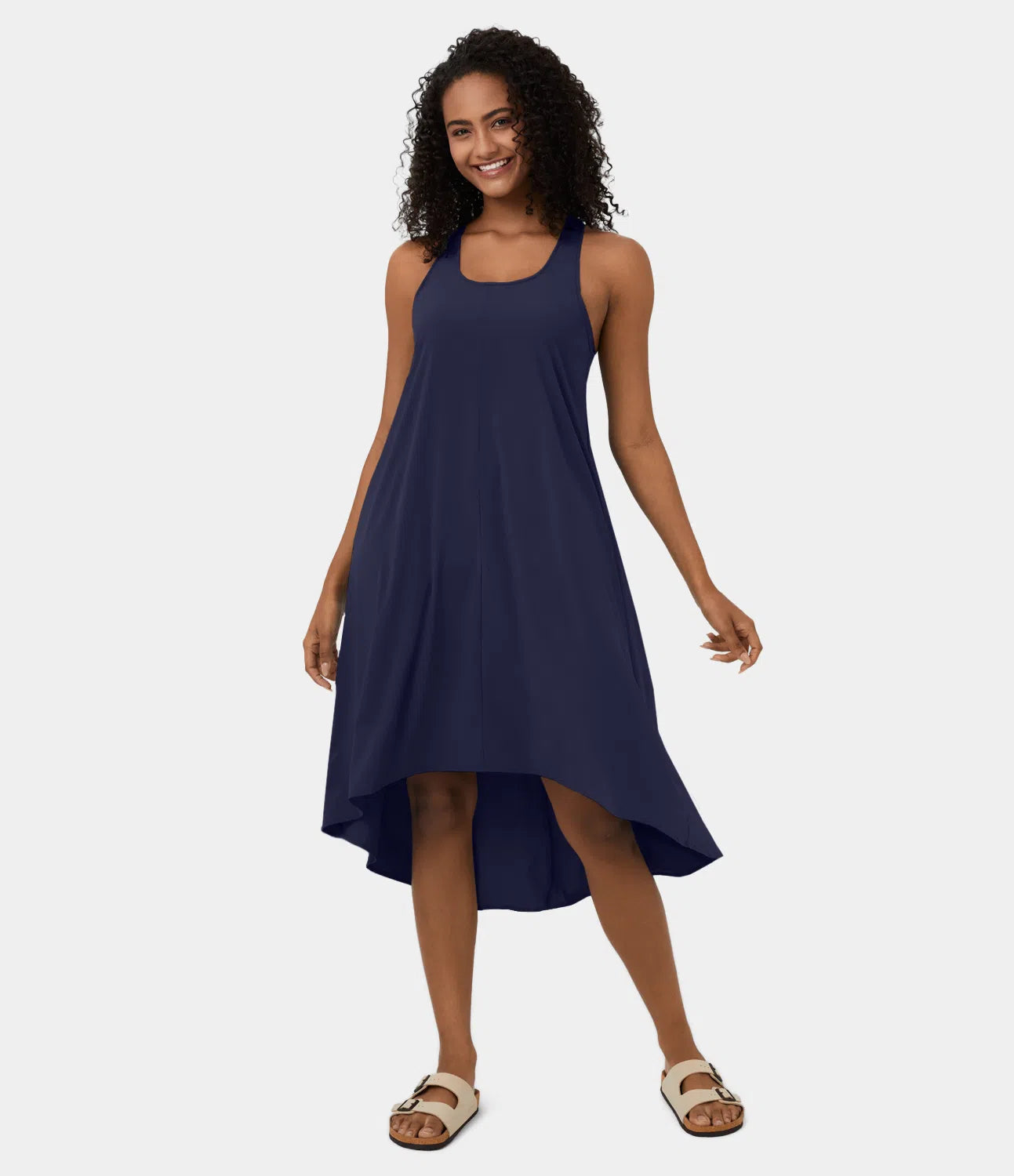 Midi Casual Dress With Backless Racerback And Side Pocket-My Comfy BlouseMidi Casual Dress With Backless Racerback And Side Pocket - Image 22