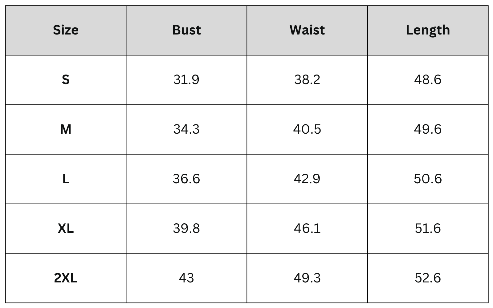 Size Chart