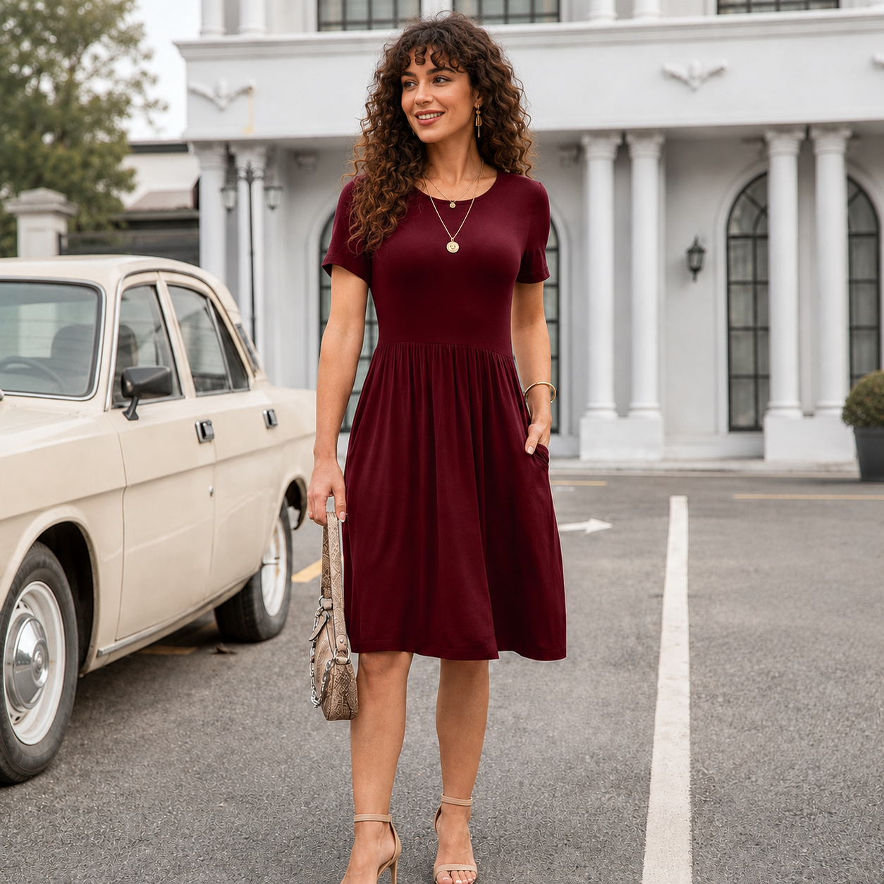 Casual Summer Empire Short Sleeve Dress For Women