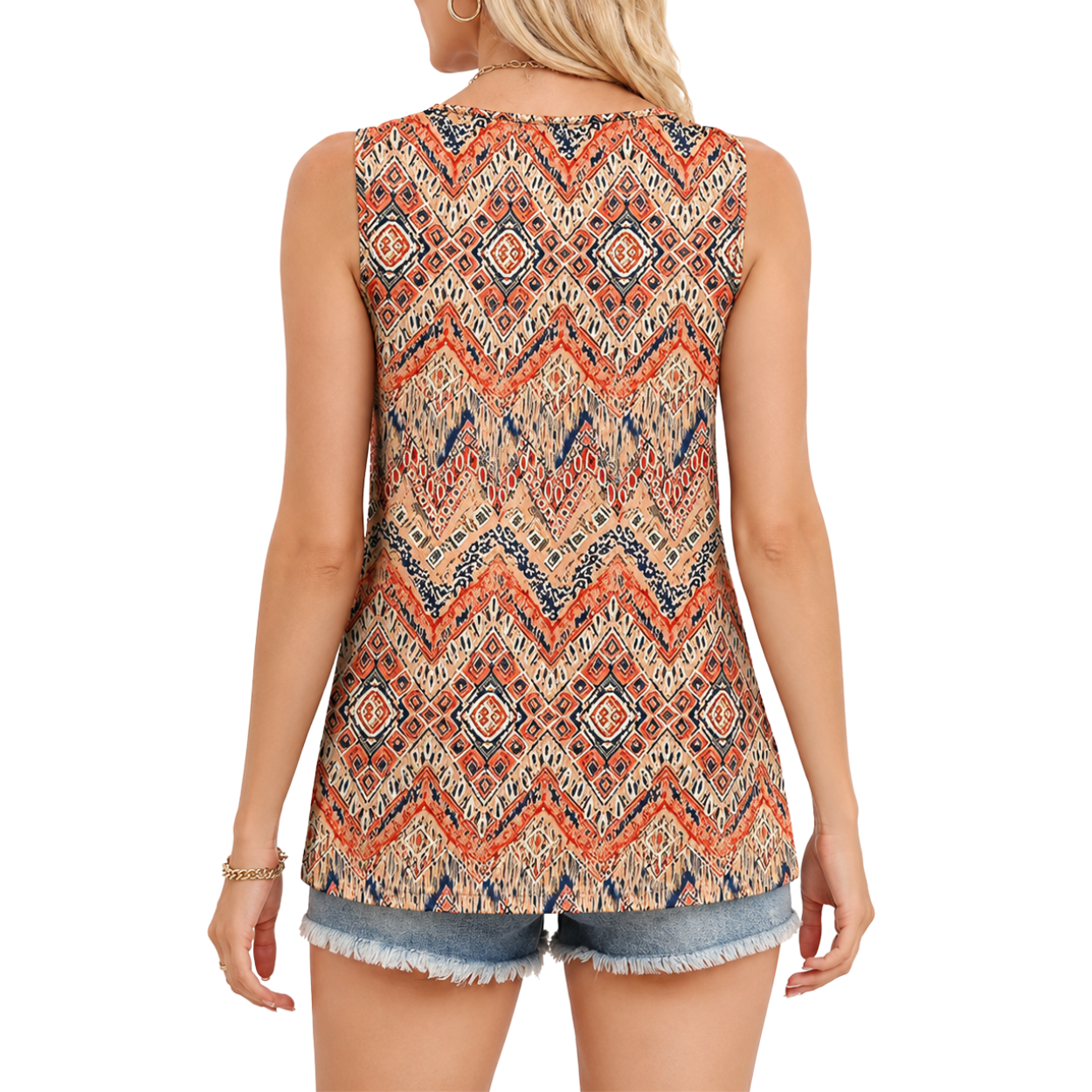 Women Casual Summer Eyelet Embroidered Sleeveless Blouse