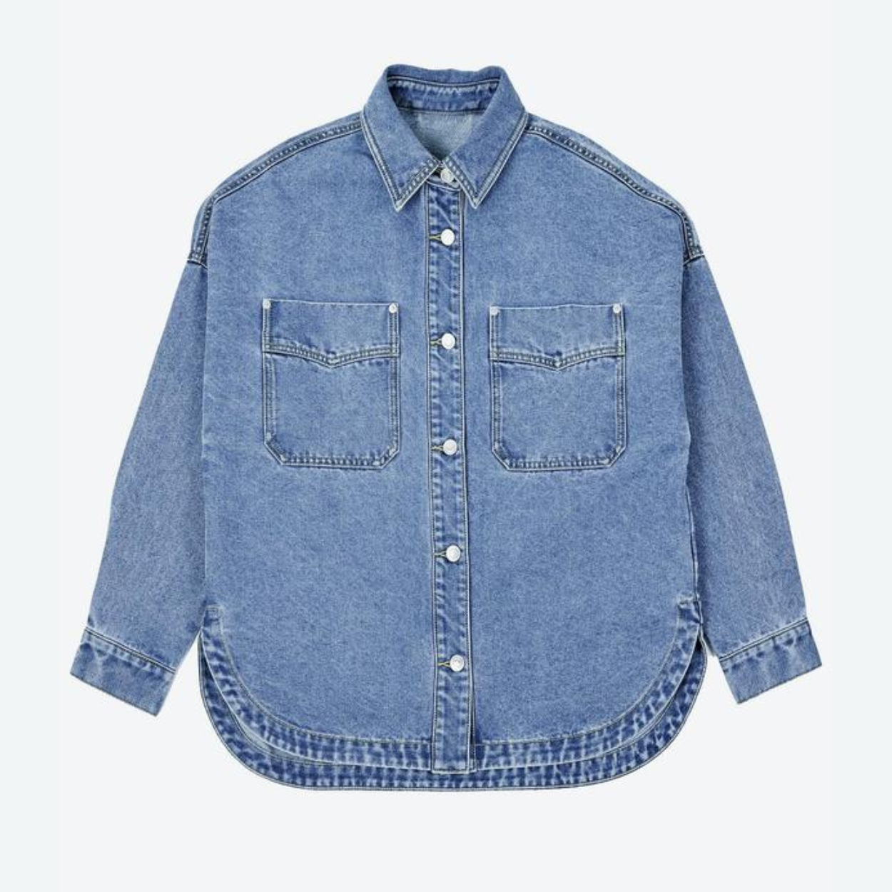 Casual Button Front Denim Jacket For Women