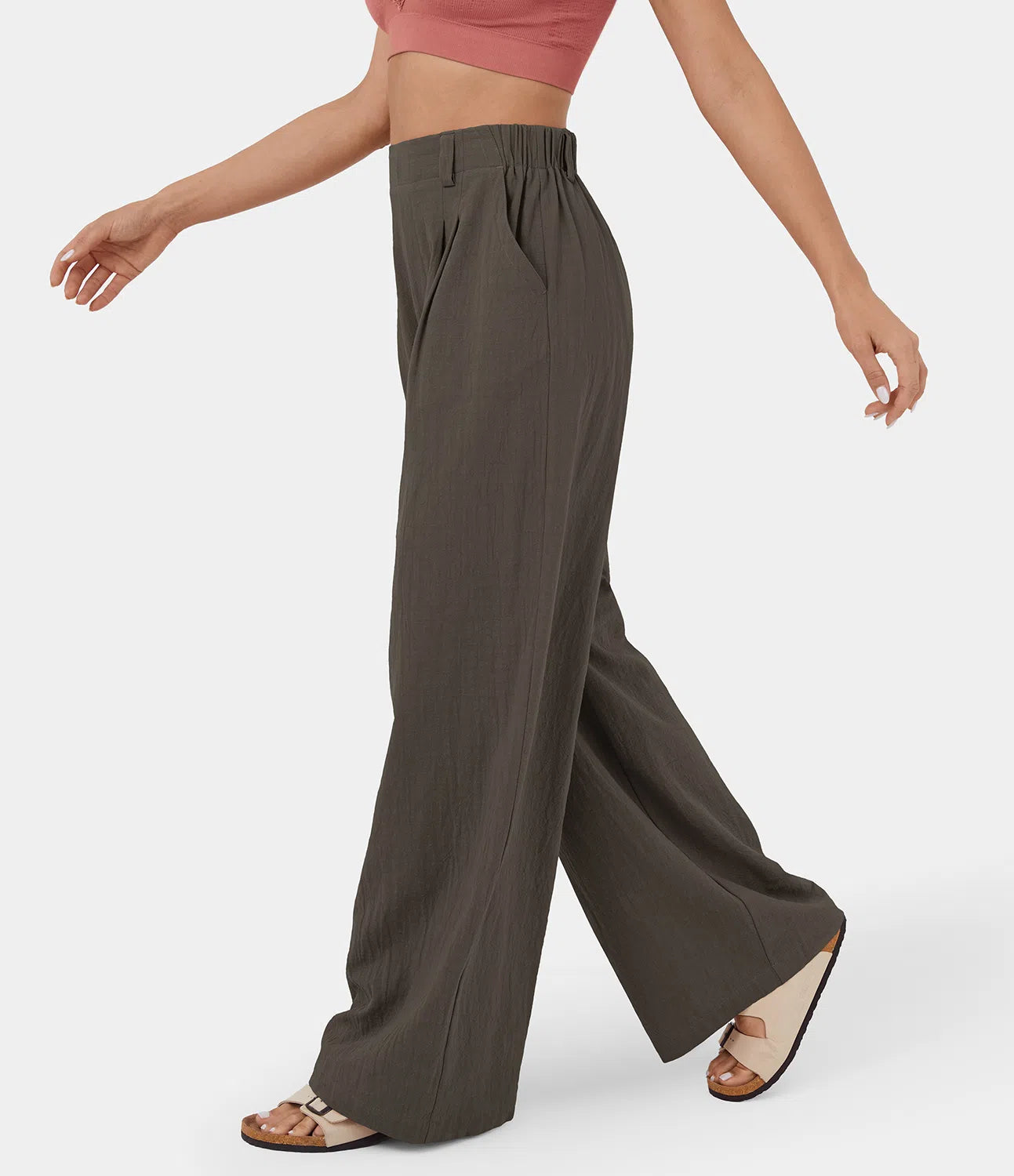 Flowy Solid Palazzo Pants With Side Pockets-My Comfy Blouse