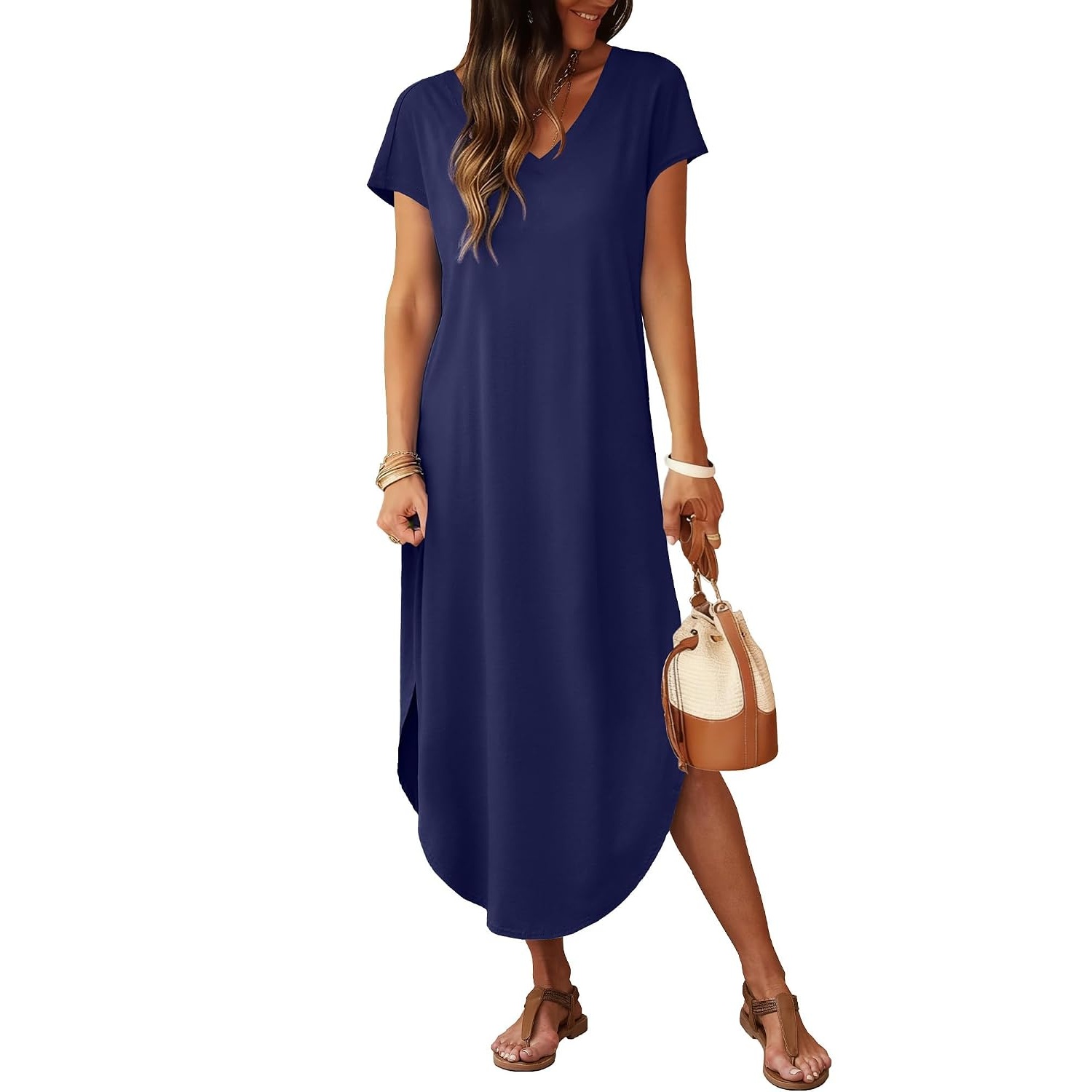 Casual Cap Sleeve Maxi Dress For Summer For Women