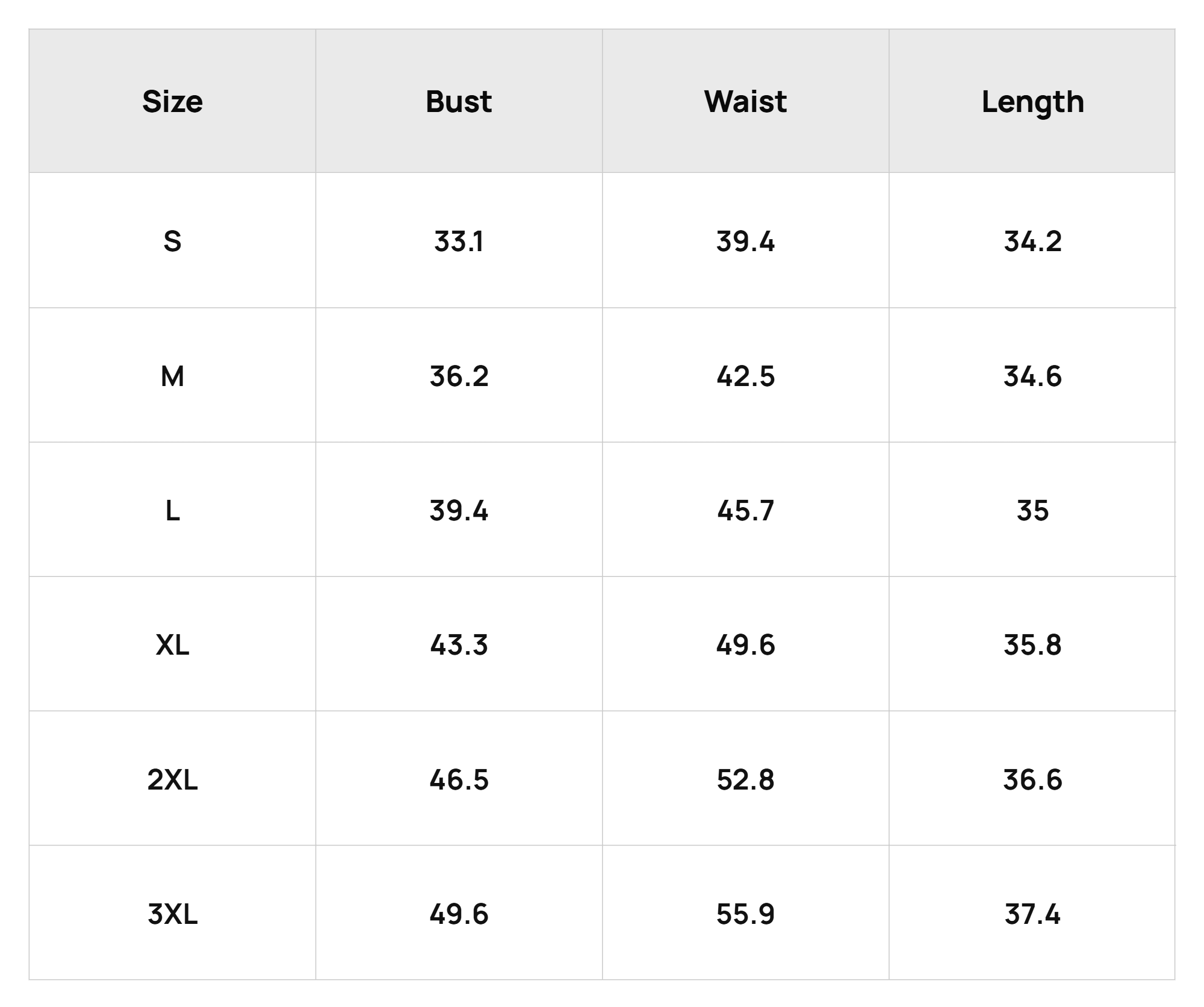 Size Chart