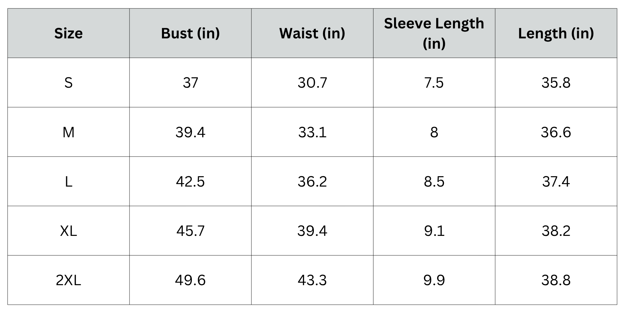 Size Chart