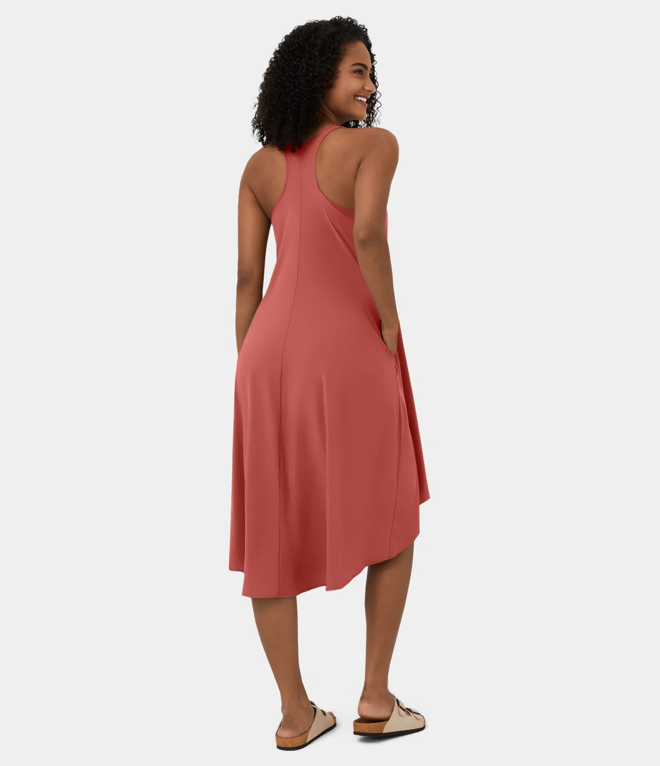 Midi Casual Dress With Backless Racerback And Side Pocket-My Comfy BlouseMidi Casual Dress With Backless Racerback And Side Pocket - Image 27