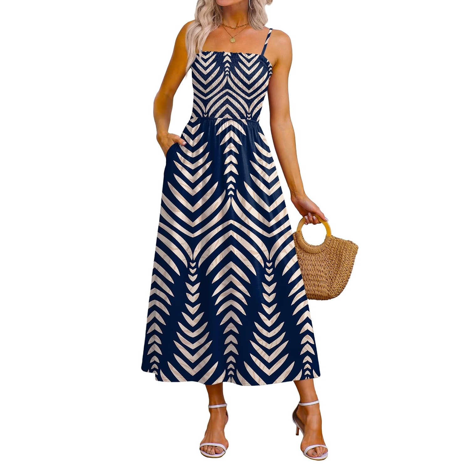 Casual Boho Spaghetti Smocked Sundresses For Women
