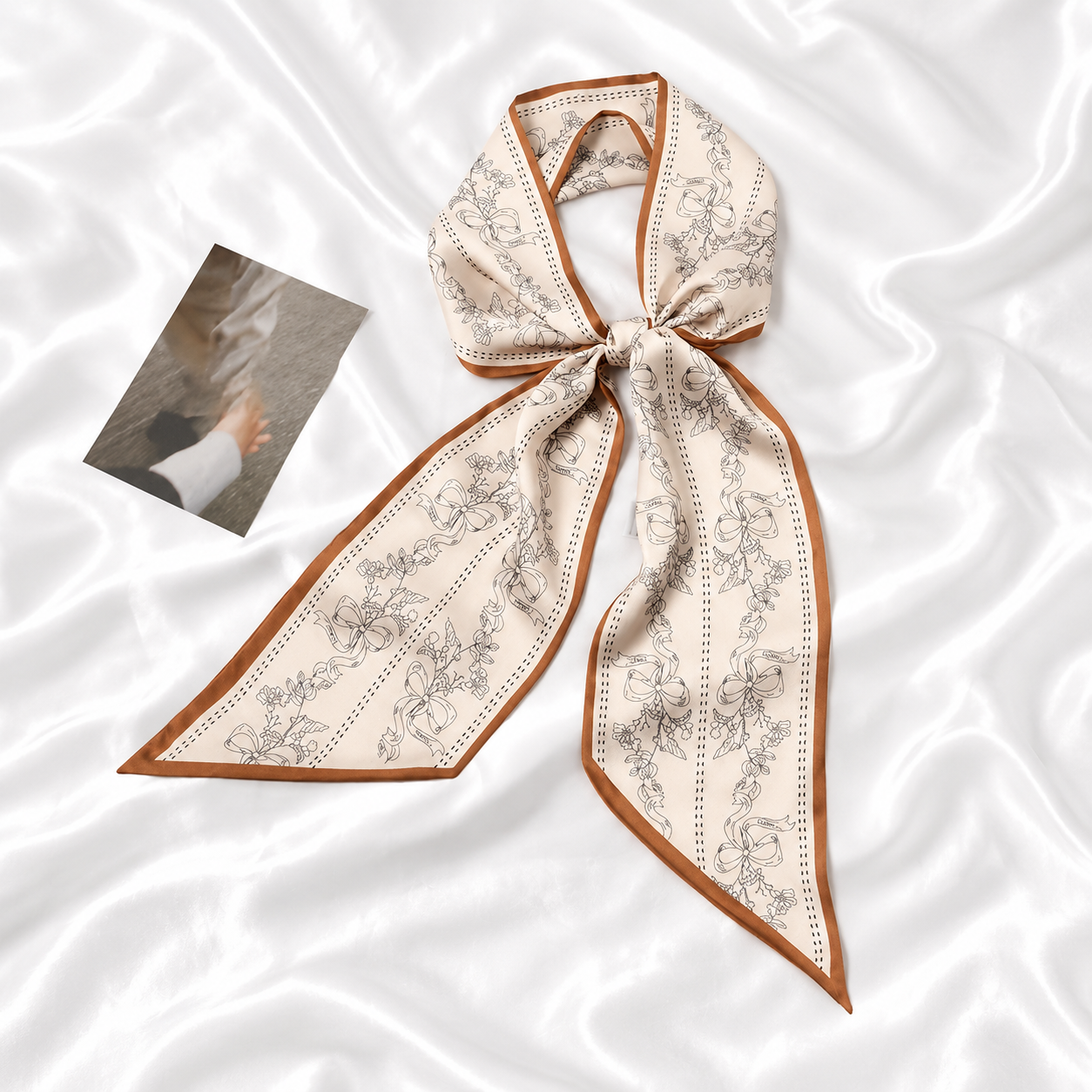 Printed Silky Long Thin Headscarf Wrap For Women