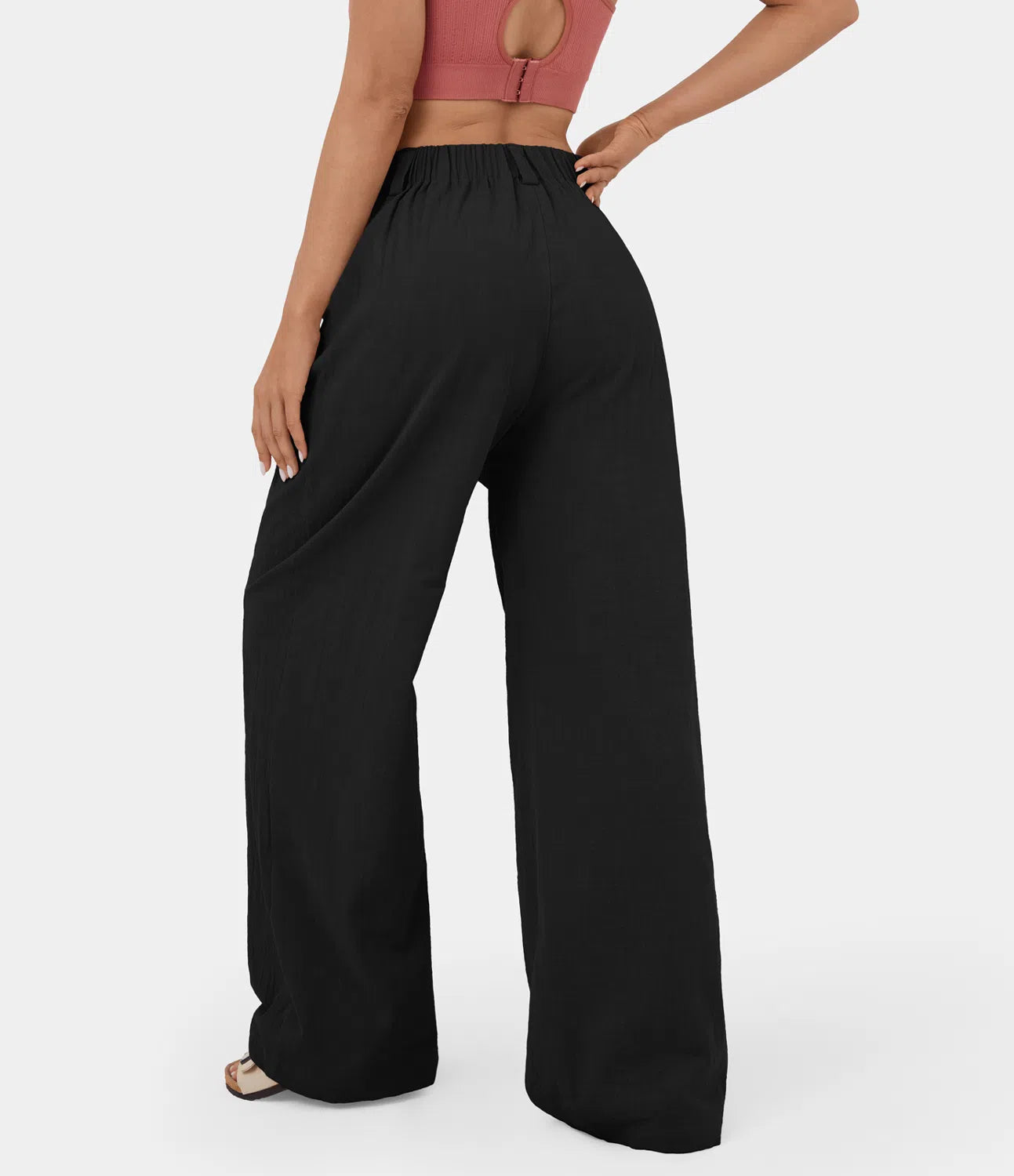 Flowy Solid Palazzo Pants With Side Pockets-My Comfy Blouse