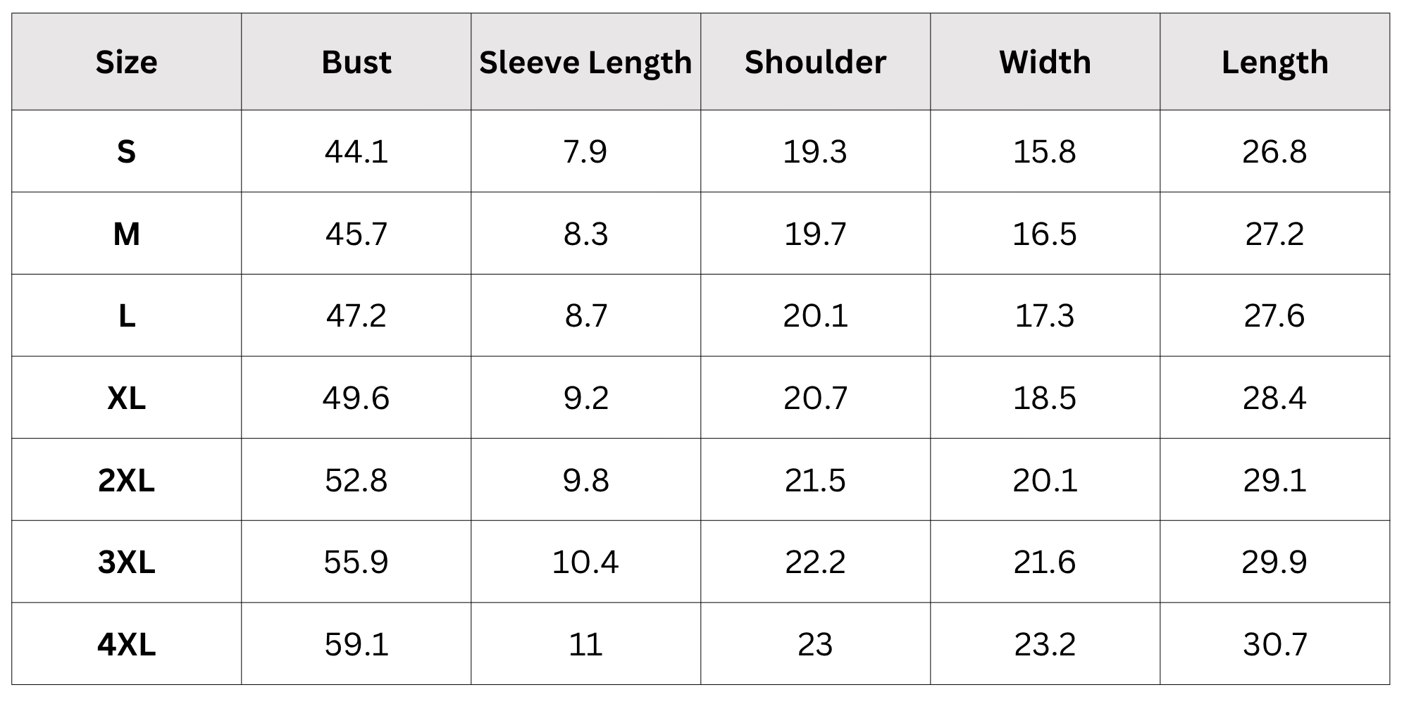 Size Chart
