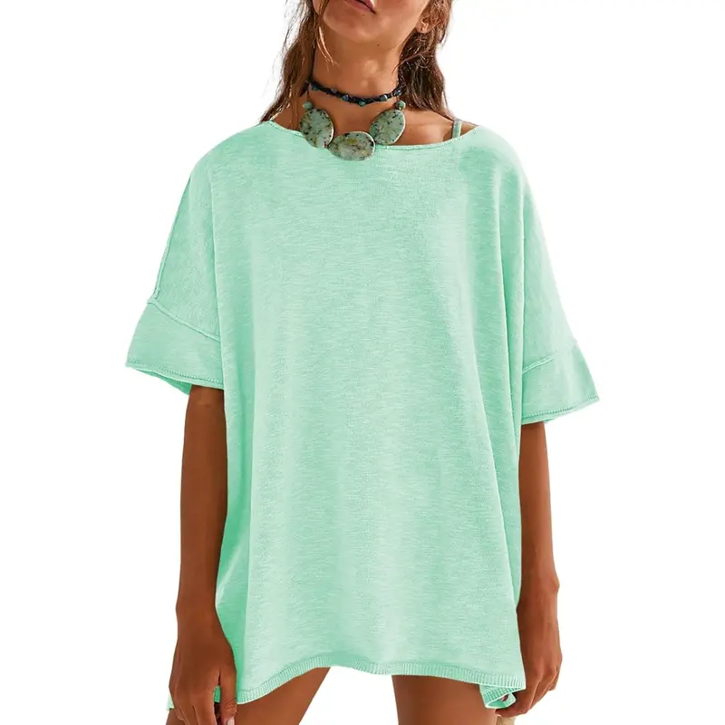 Loose Fit Short Sleeve Oversized Summer Tunic Top