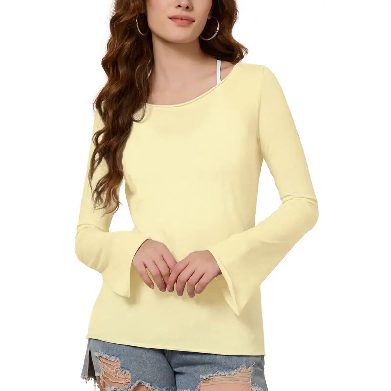 Semi Sheer Long Sleeve Blouse For Women 