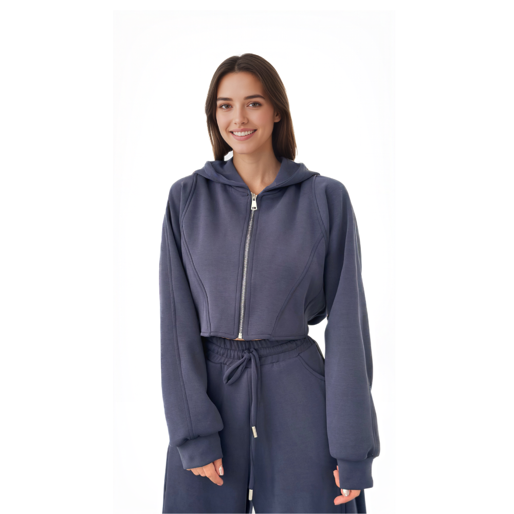 Minimal Zip Hoodie Matching Pant Set-My Comfy Blouse