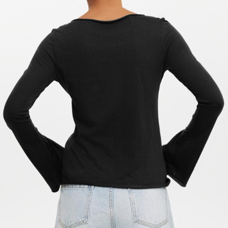 Semi Sheer Long Sleeve Blouse For Women 