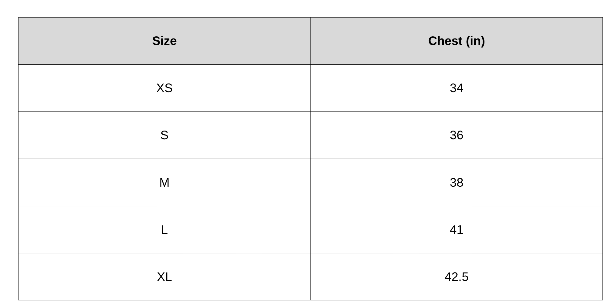 Size Chart