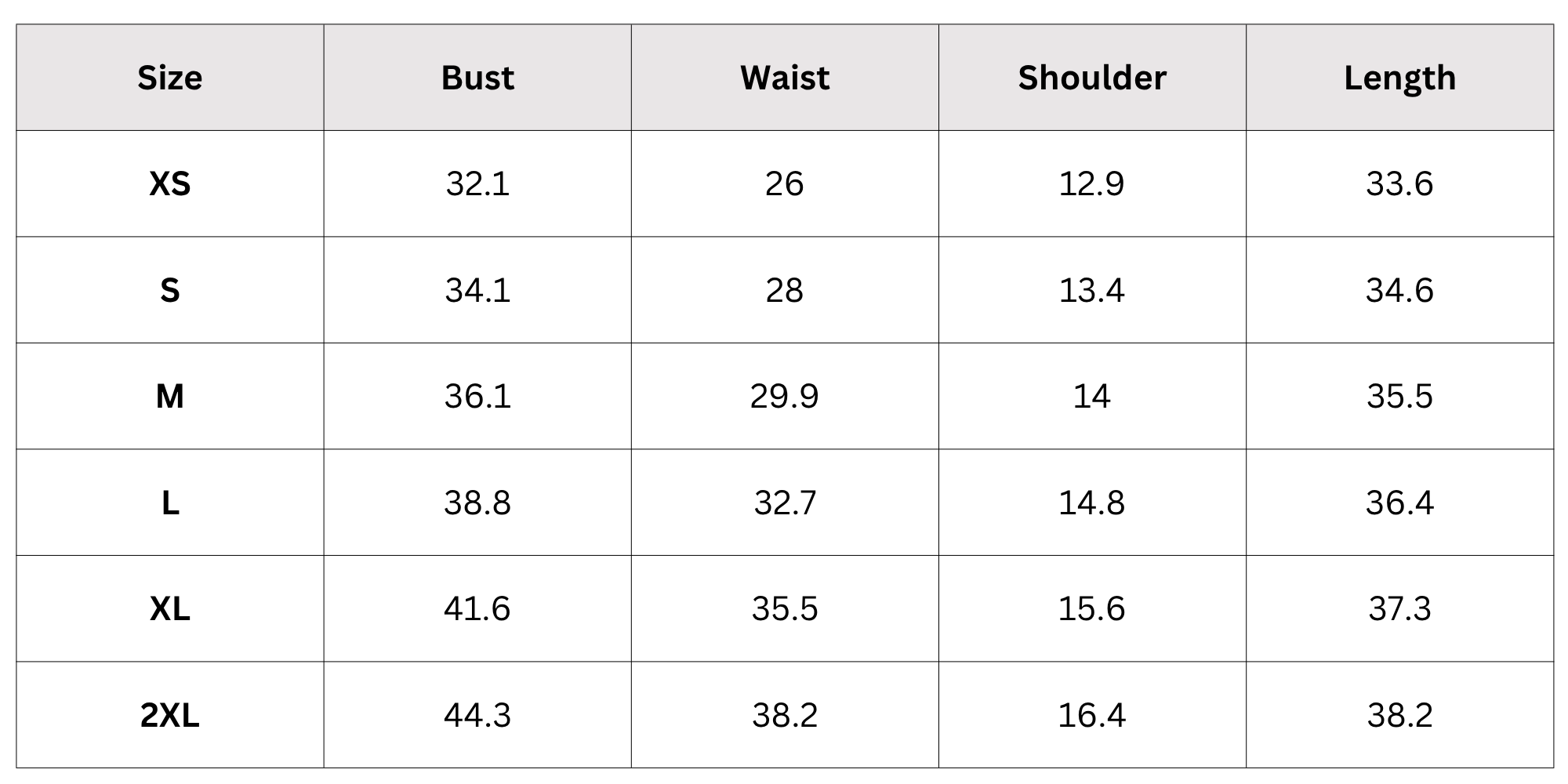 Size Chart