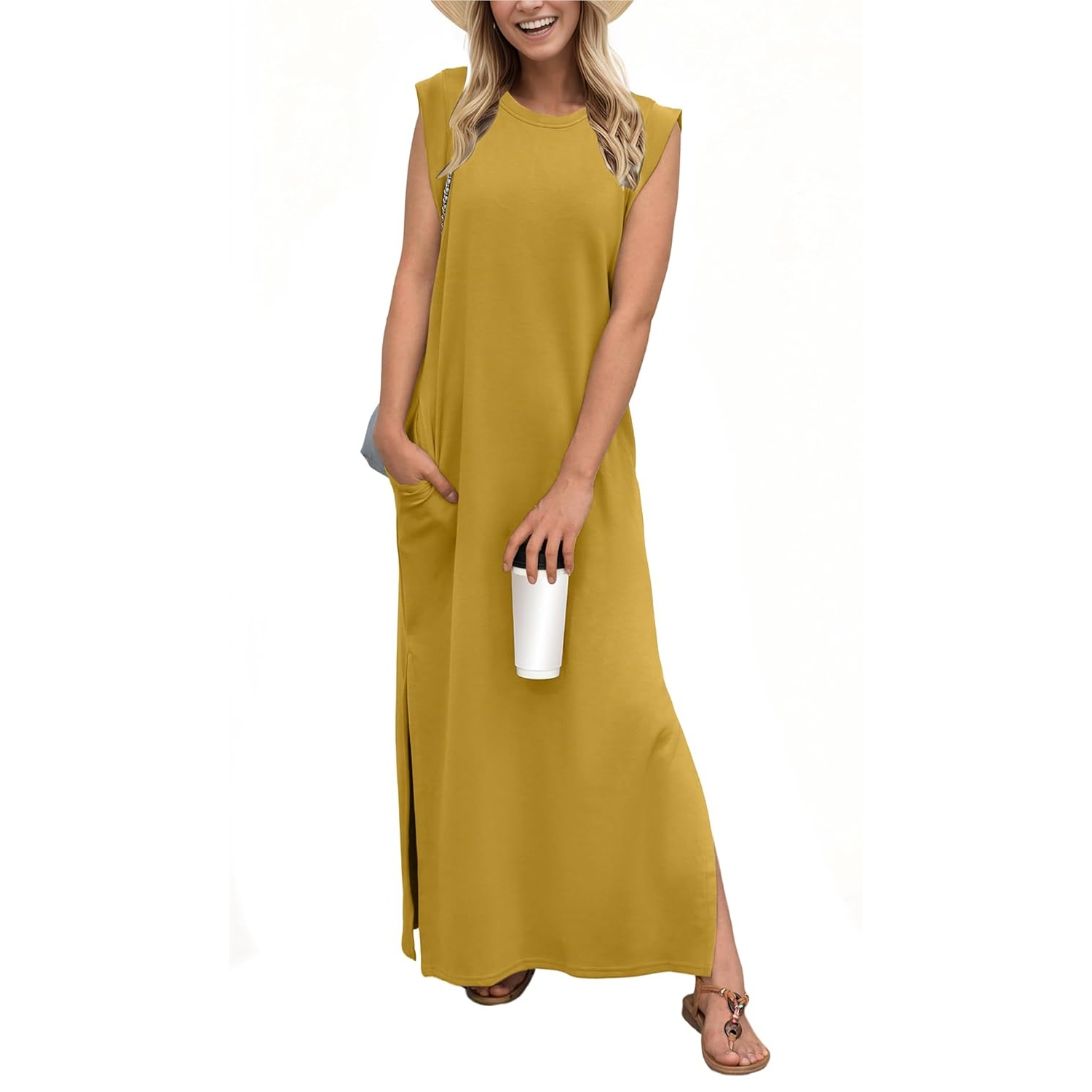 Casual Maxi Loose Vacation Dress With Pockets For Women