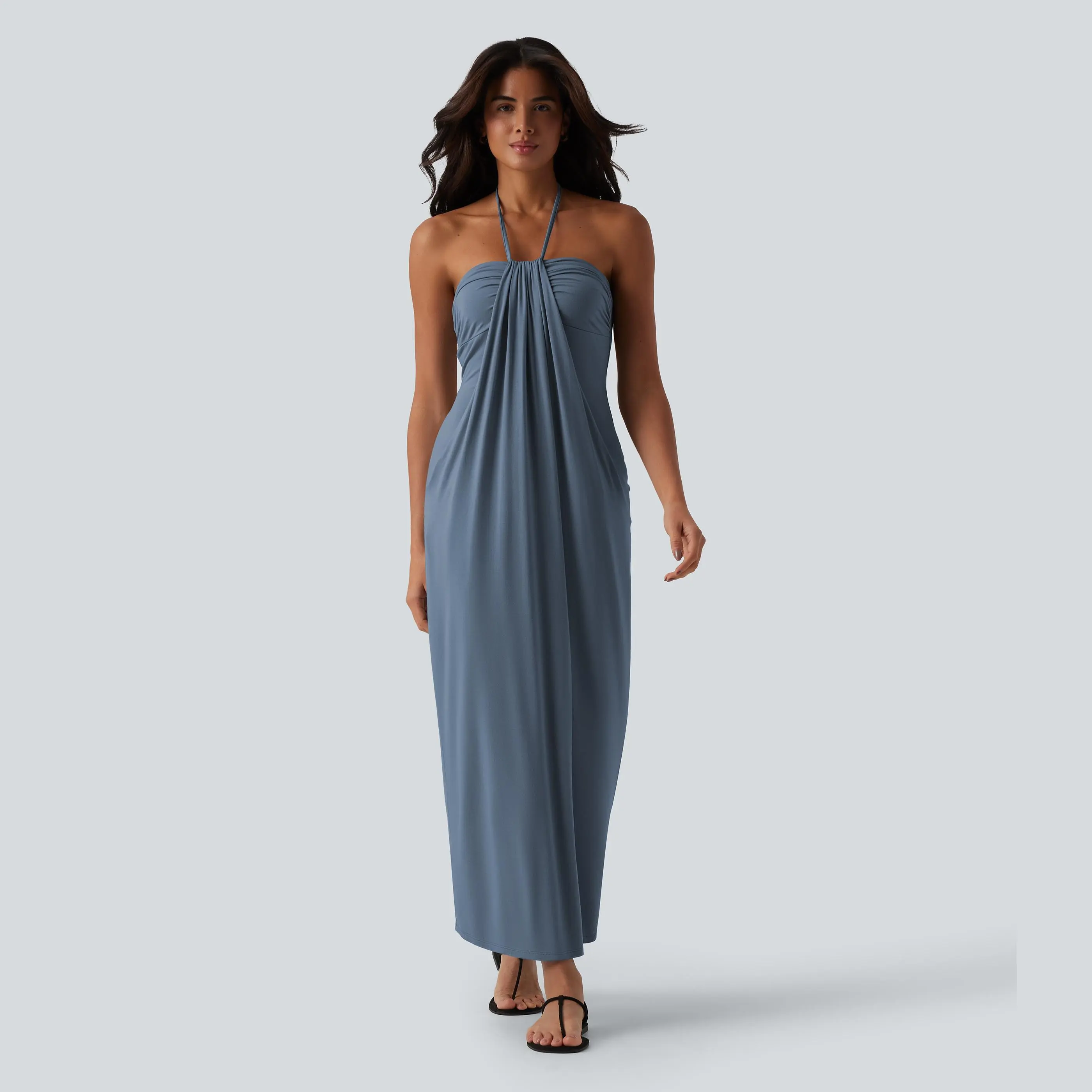 Casual Sleeveless Maxi Dress With Pockets For Women