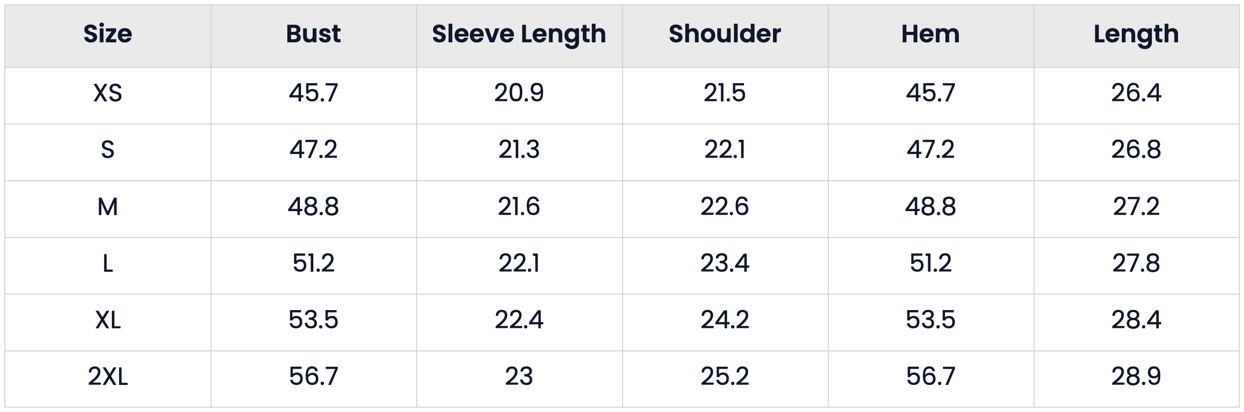 Size Chart for Oversized Lightweight Quilted Half Zip Puffer Pullover Jacket for Women