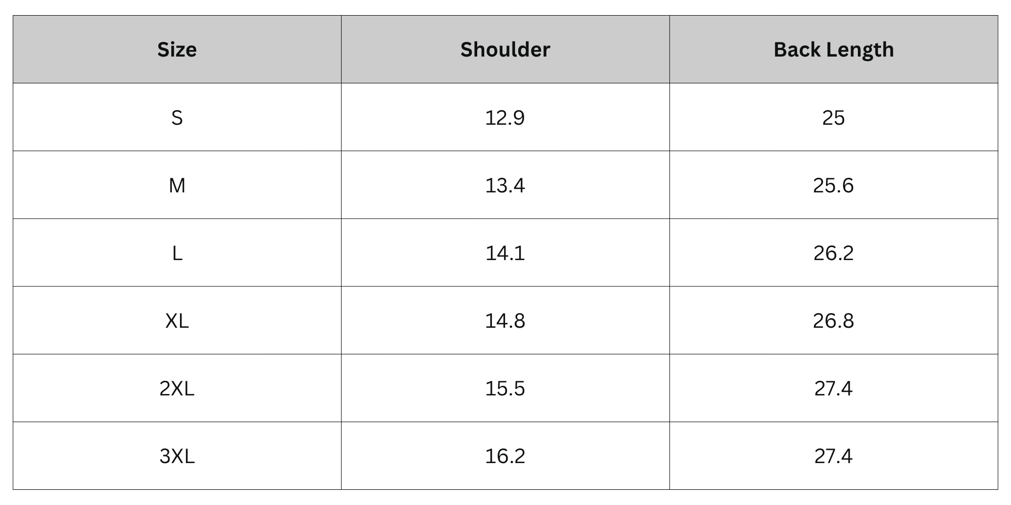 Size Chart