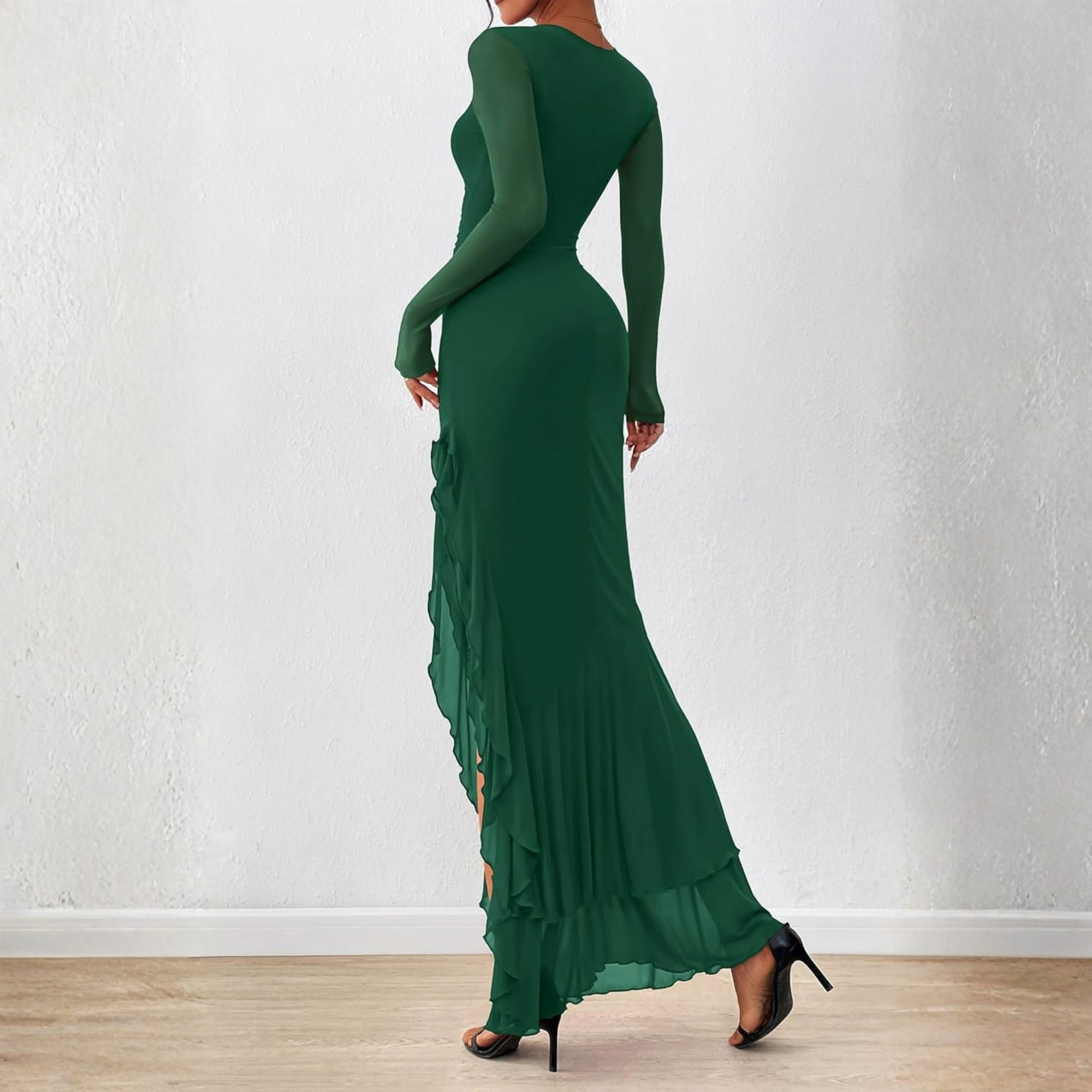 Long Sleeve Ruched Mermaid Maxi Dress for Women