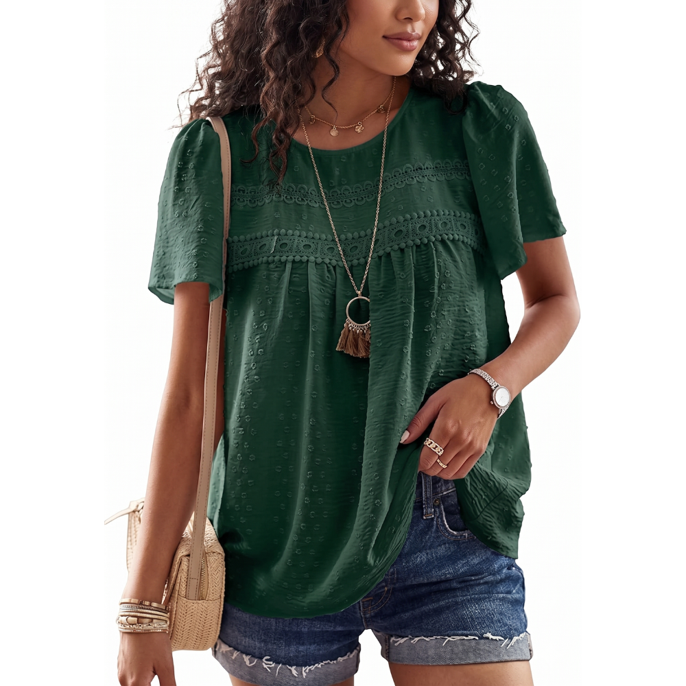 Boho Lace Trim Summer Blouse For Women