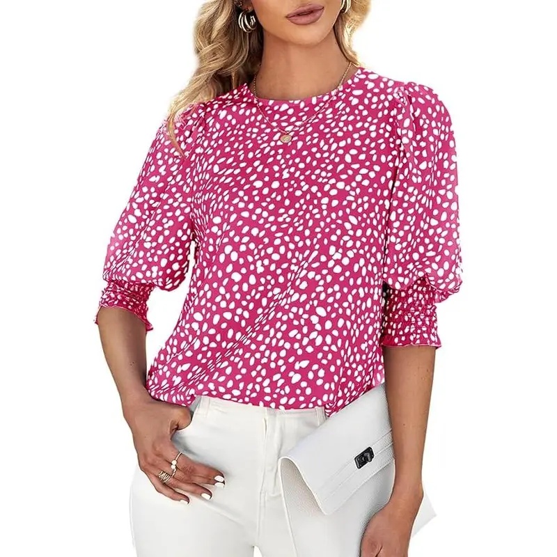 Casual Office Work Dot Sleeve Blouse Tops For Women