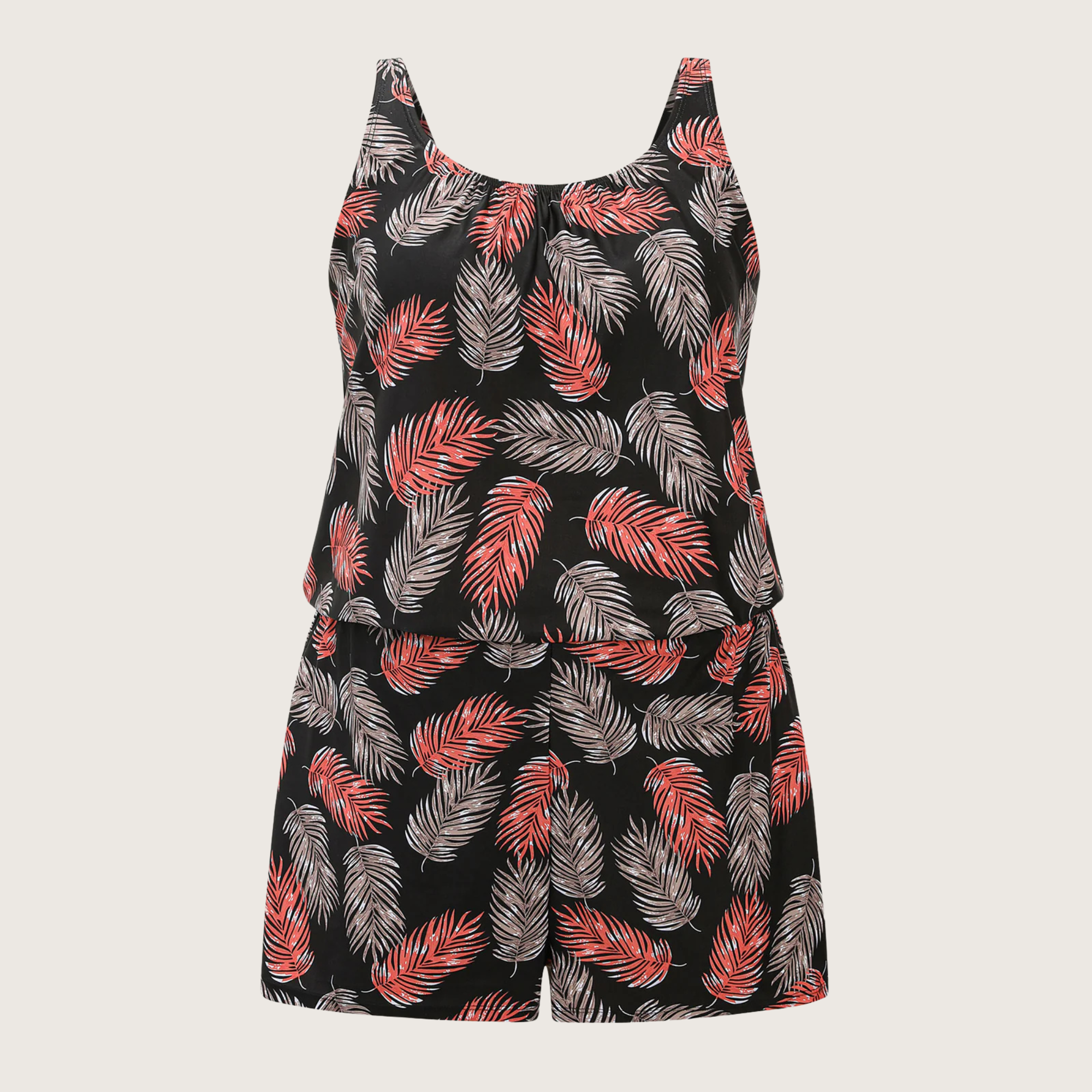 Tropical Flower Print Pockets One-Piece Swimsuit