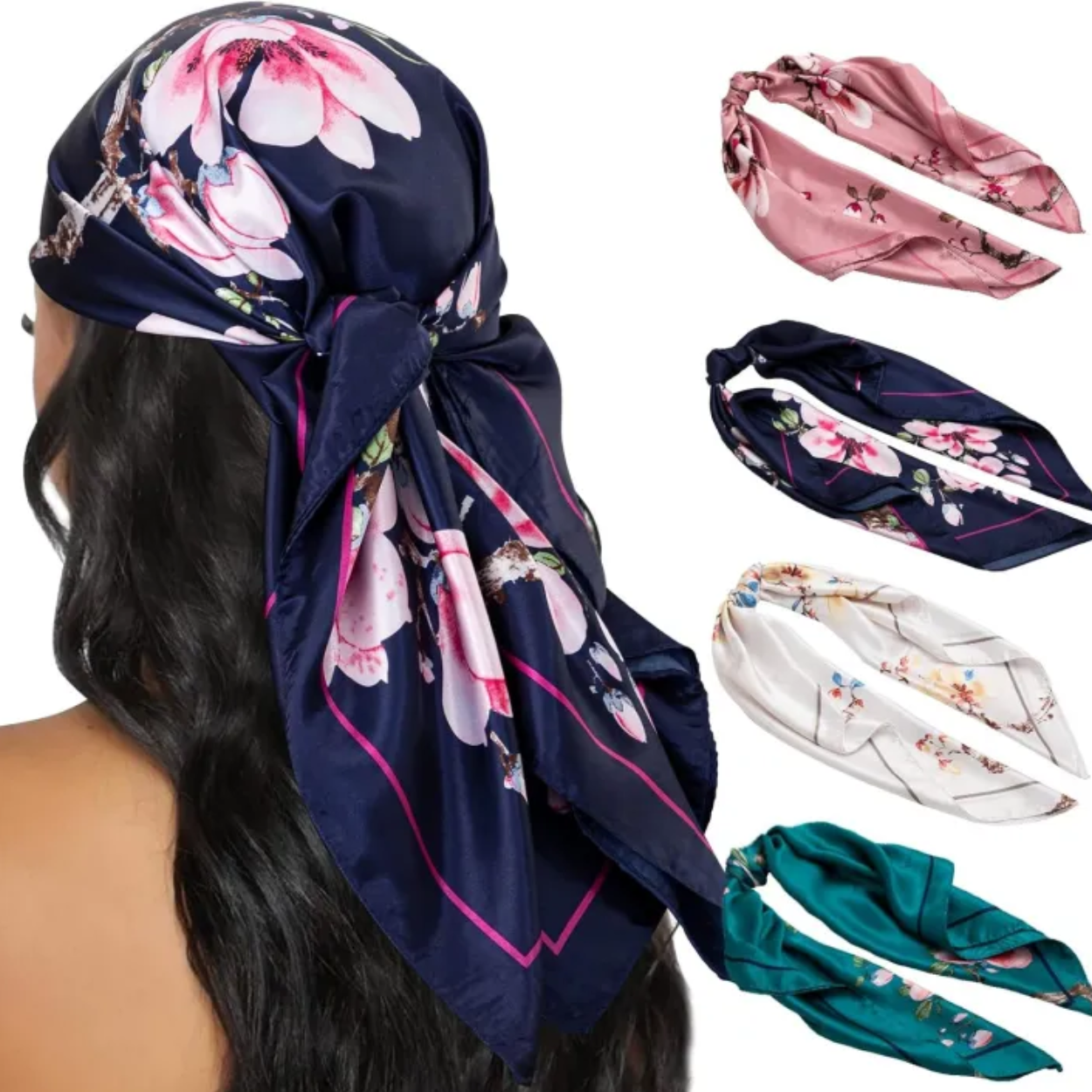 4 Pieces Square Bandana Hair Wraps For Women