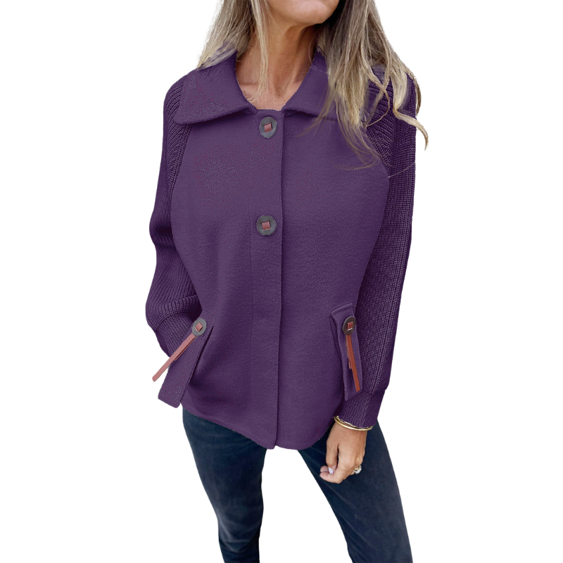 Buttoned Front Casual Knit Jacket-My Comfy Blouse