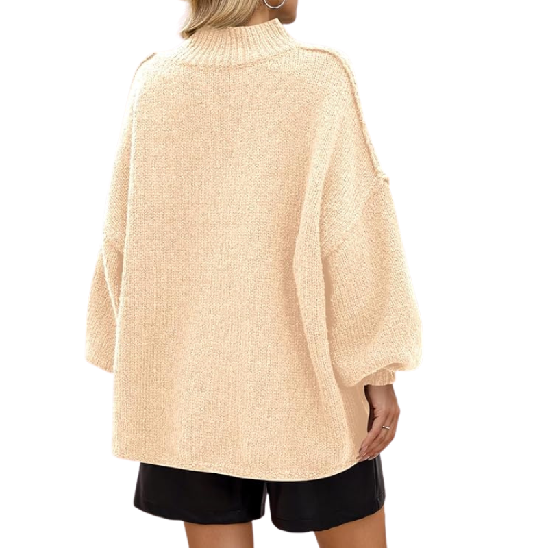Womens Oversized Sweaters Mock Neck Batwing Long Sleeve