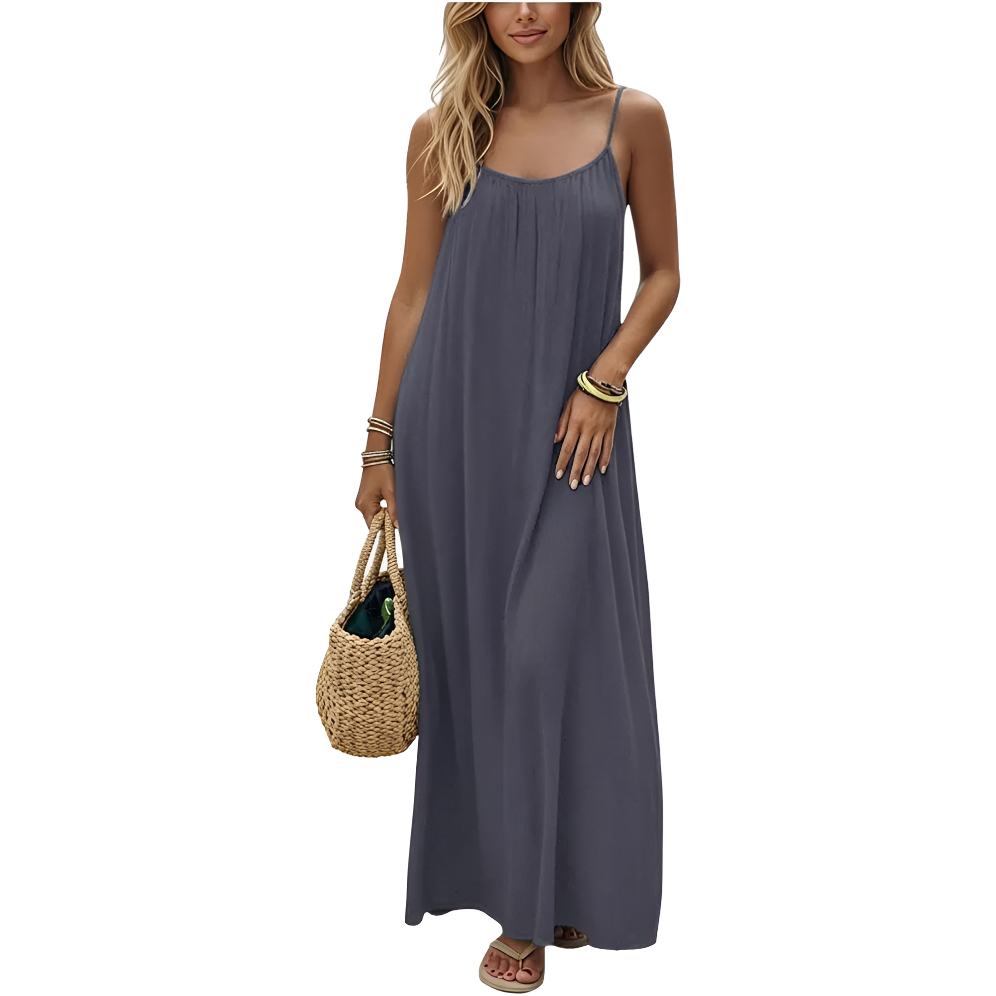 Loose Flowy Spaghetti Strap Beach Maxi Dress For Women