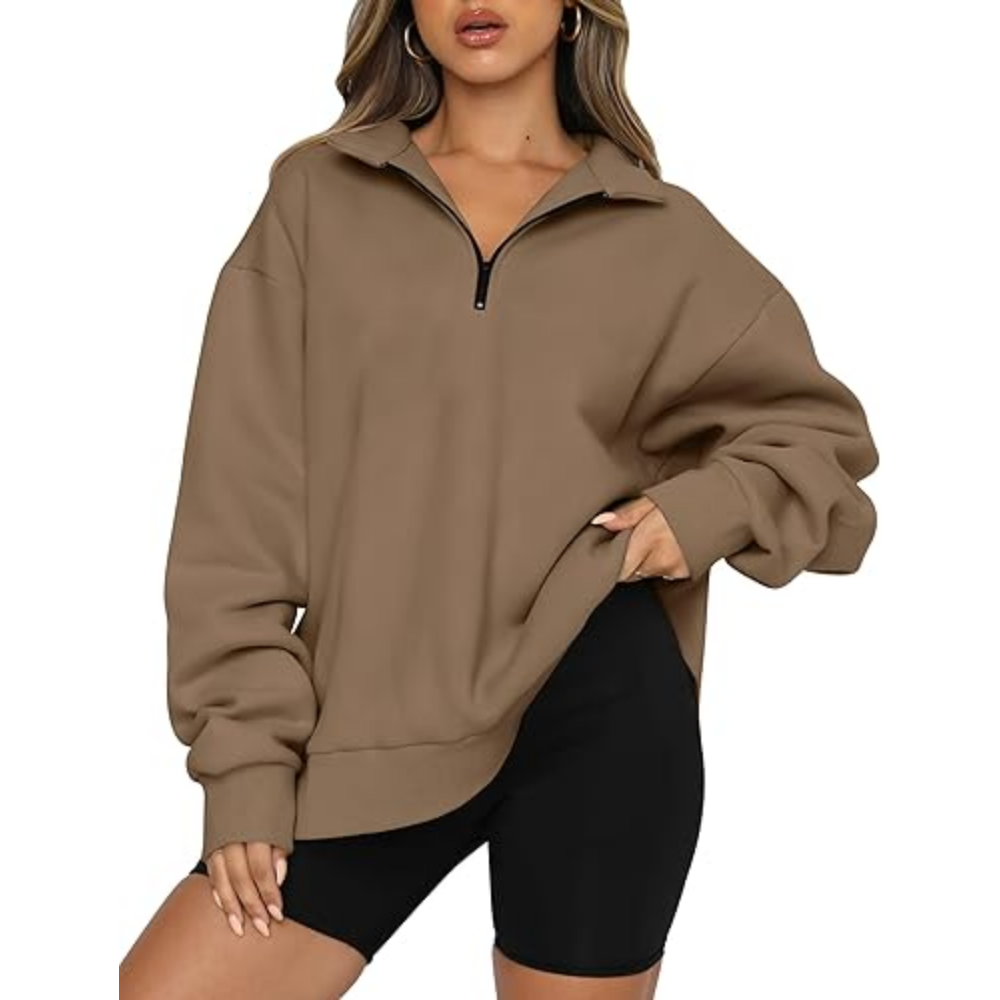 Women's Oversized Half Zip Fleece Sweatshirts