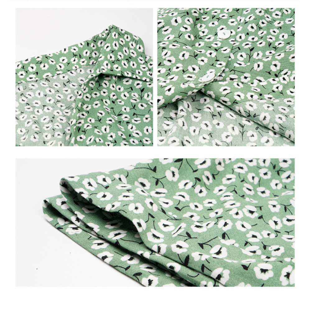 Women's Summer Floral Button Down V Neck Dresses-My Comfy Blouse