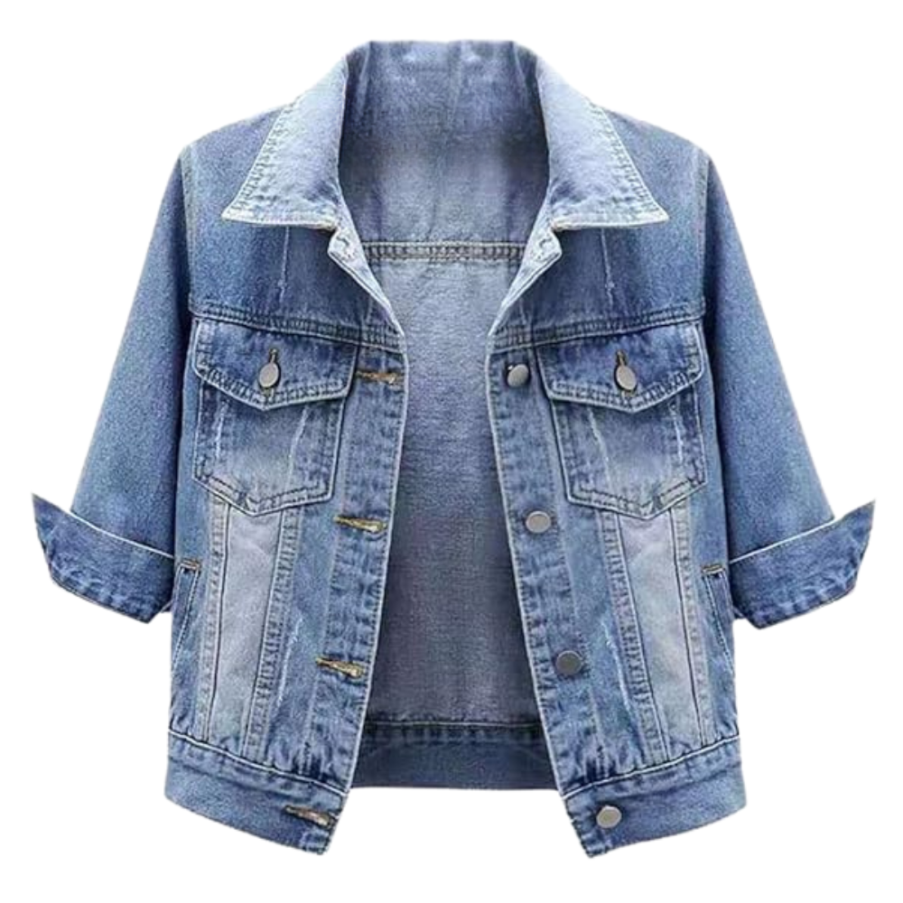 Women Cropped Full Sleeve Denim Jacket