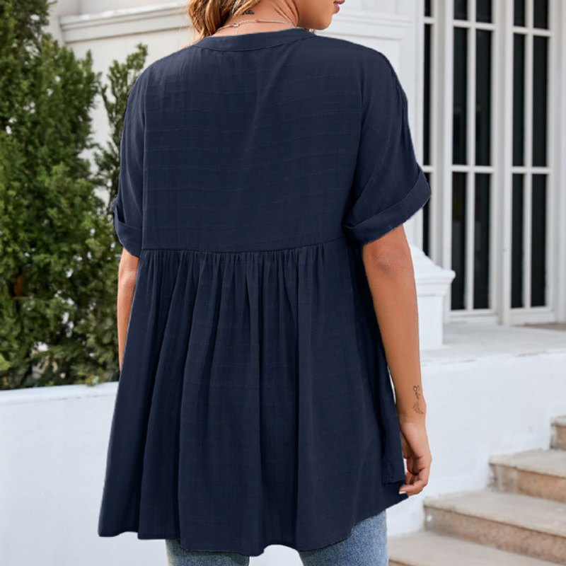 Flounce Hem Semi Formal Shirt-My Comfy Blouse