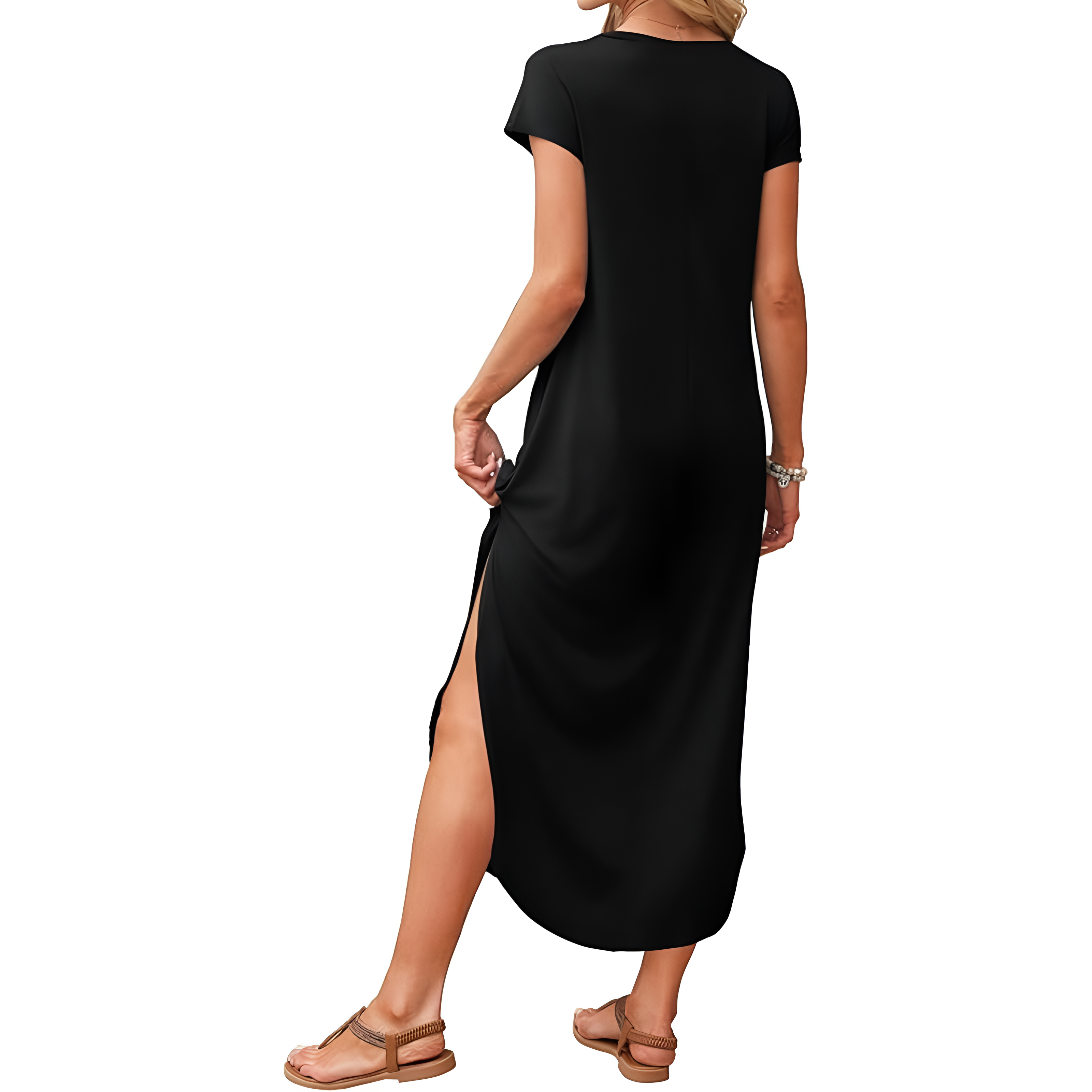 Summer And Casual V Neck Cap Sleeve Maxi For Women