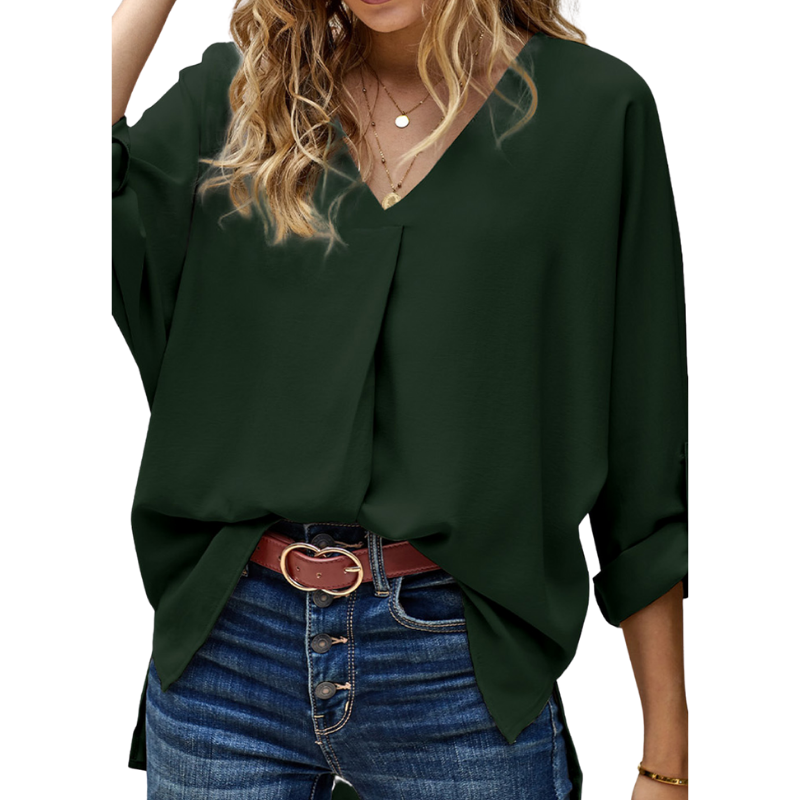 Long Sleeves V Neck Semi Formal Shirt-My Comfy Blouse