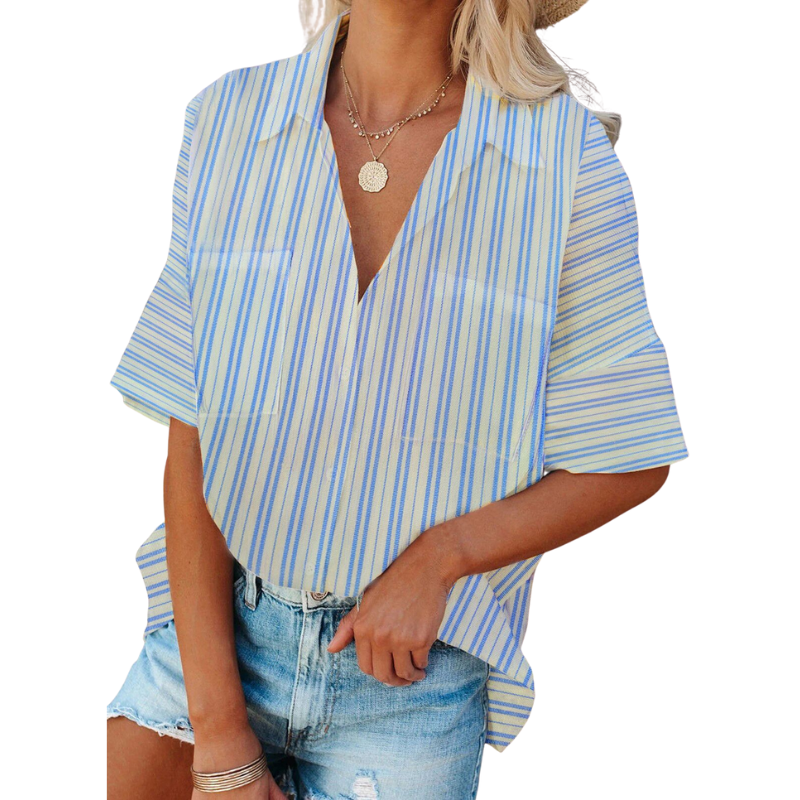 Semi-Formal Shadow Stripes Shirt-My Comfy Blouse