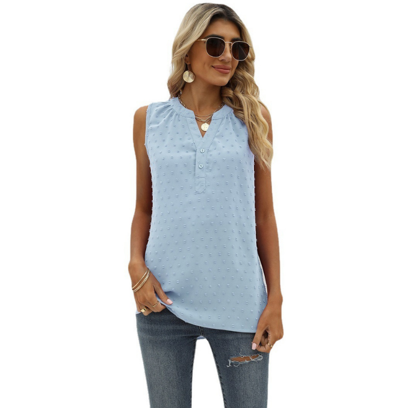 V Neck sleeveless Textured Blouse-My Comfy Blouse