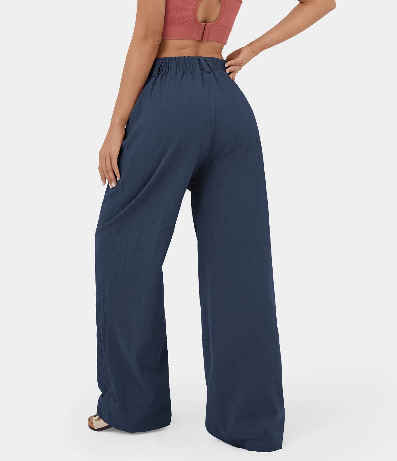 Flowy Solid Palazzo Pants With Side Pockets-My Comfy Blouse