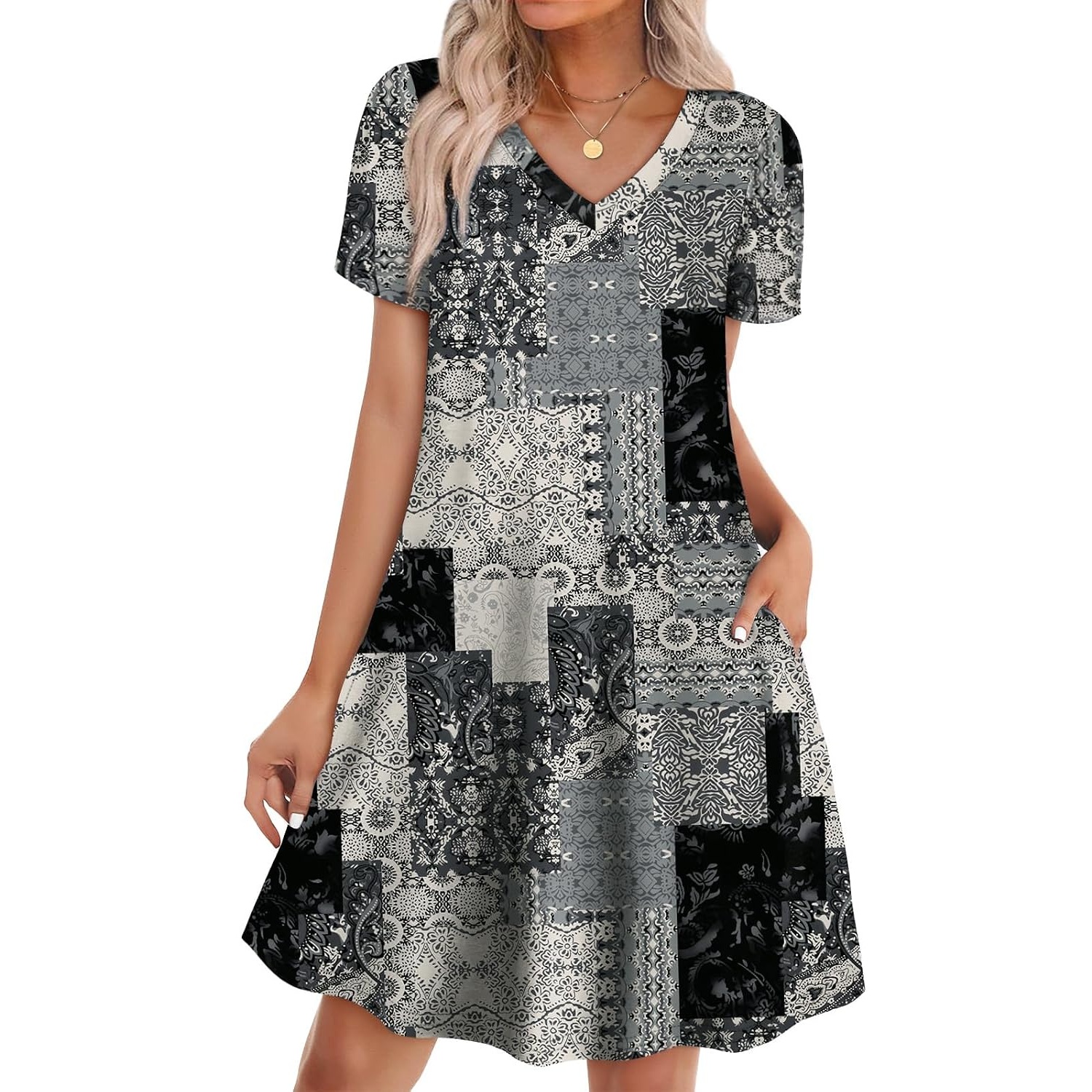 Boho Summer Loose T Shirt Dress With Pockets
