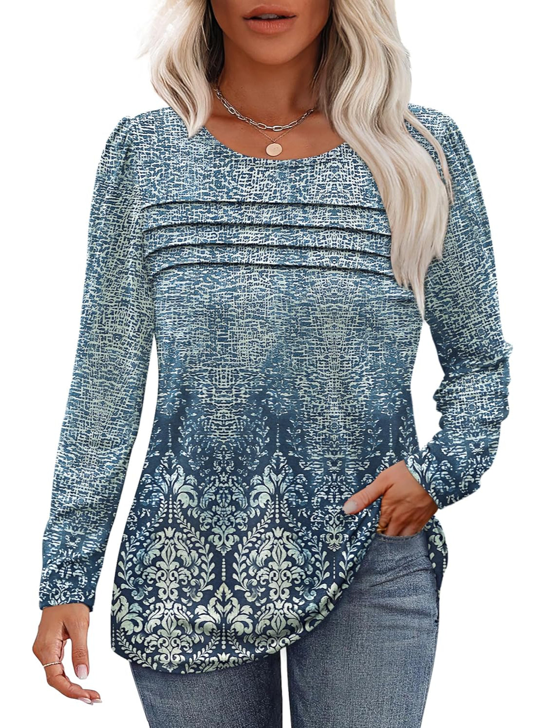 Casual Floral Printed Pullover Top-My Comfy Blouse