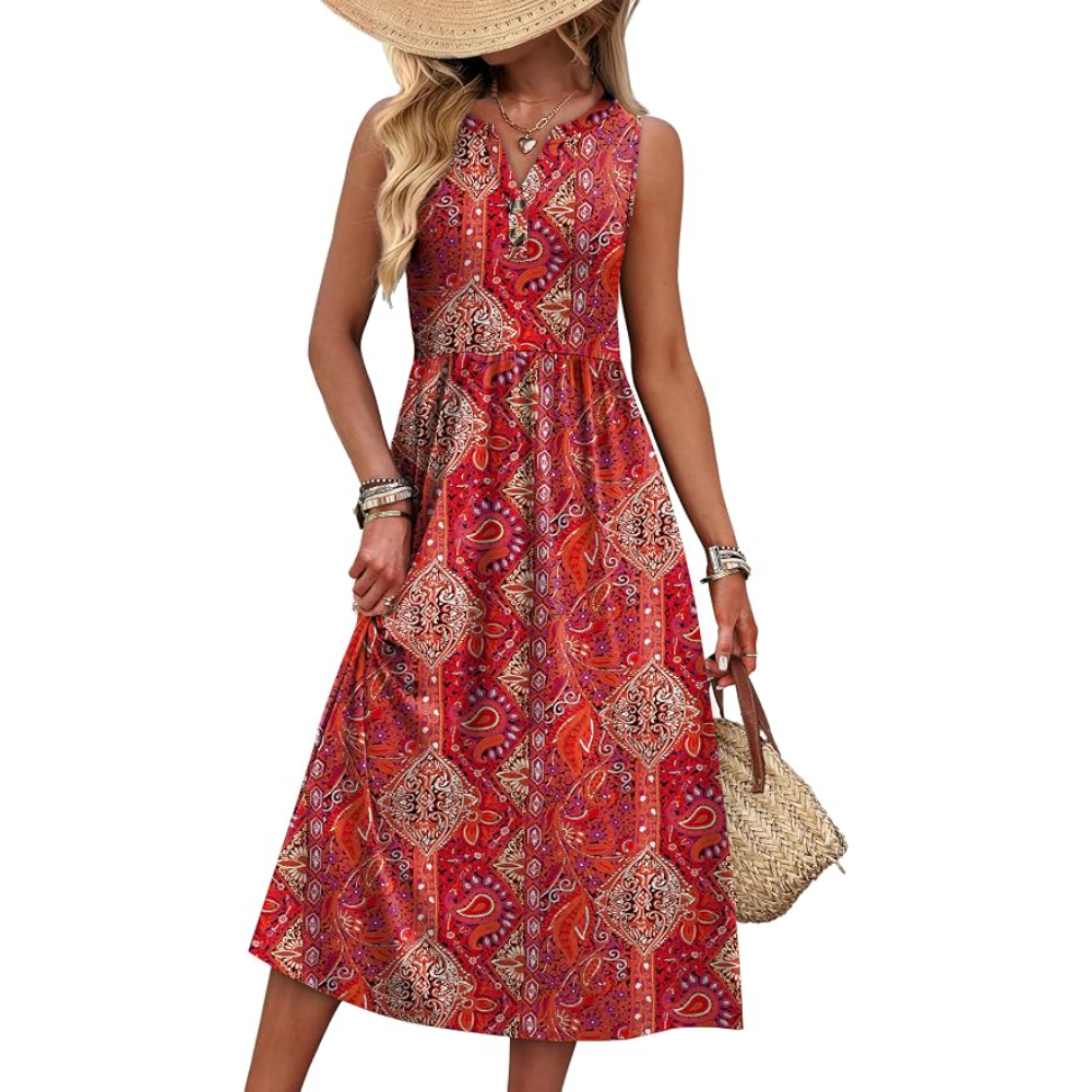 Summer Maxi Beach Vacation Sundress With Pockets For Women