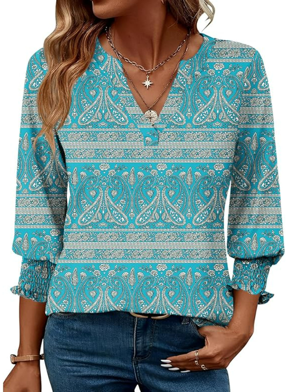 Printed Casual Summer Top With Floral Tunic Design-My Comfy Blouse