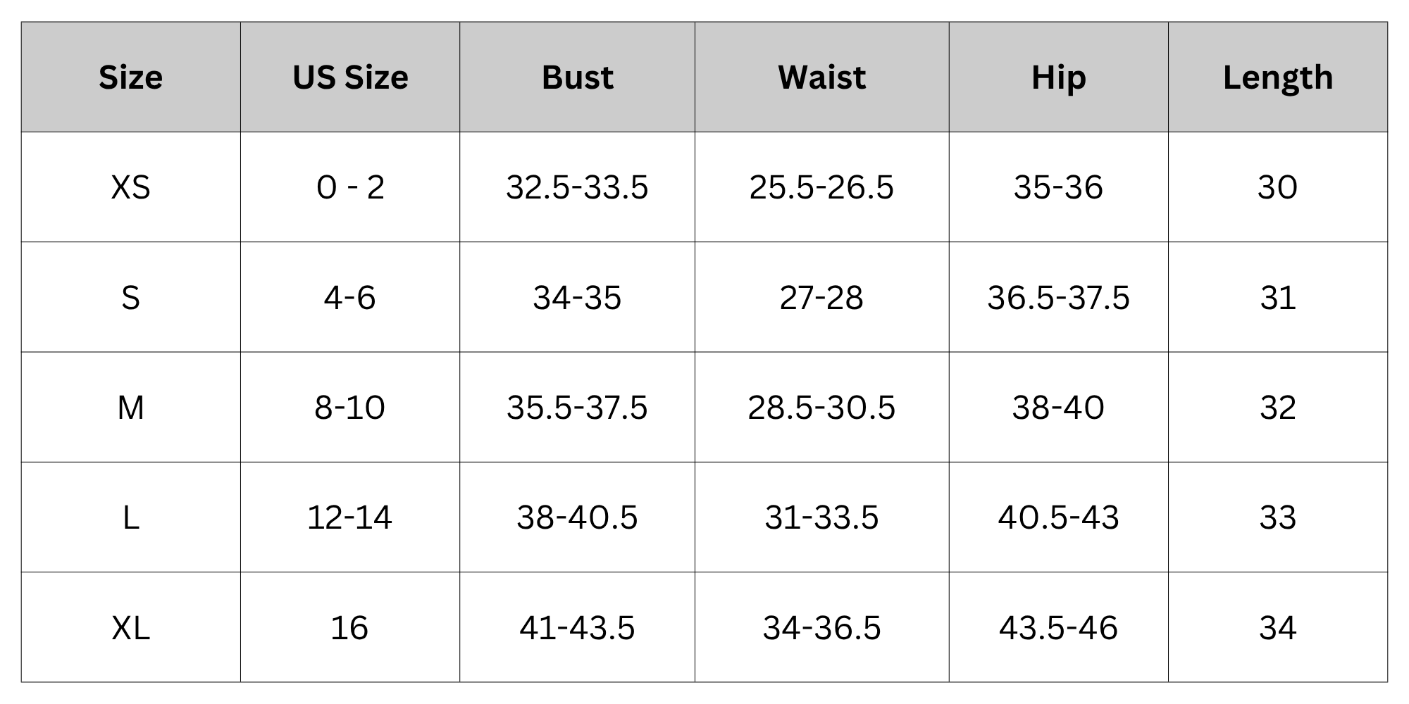 Size Chart