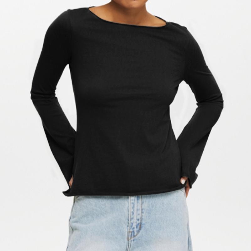 Semi Sheer Long Sleeve Blouse For Women 