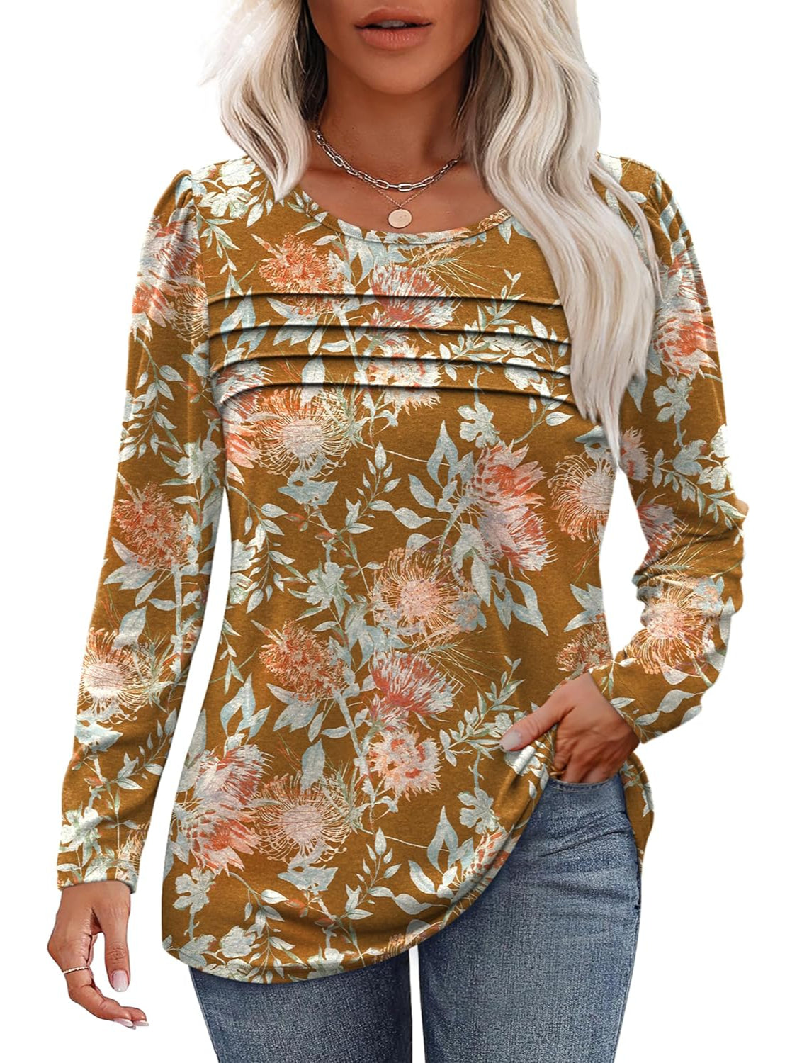 Casual Floral Printed Pullover Top-My Comfy Blouse