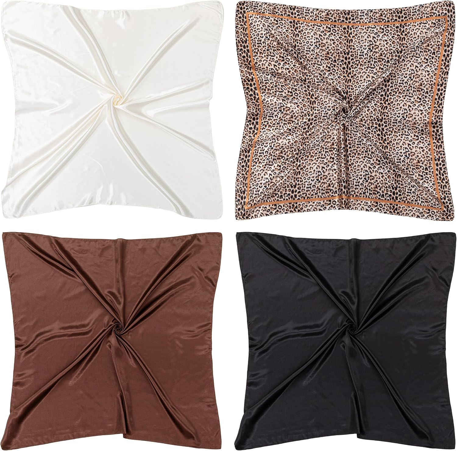 4 Pieces Square Bandana Hair Wraps For Women